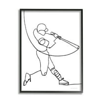 Stupell Industries Line Doodle Playing Baseball Minimal Design Graphic Art Black Framed Art Print Wall Art, 16x20, by Kamdon Kreations