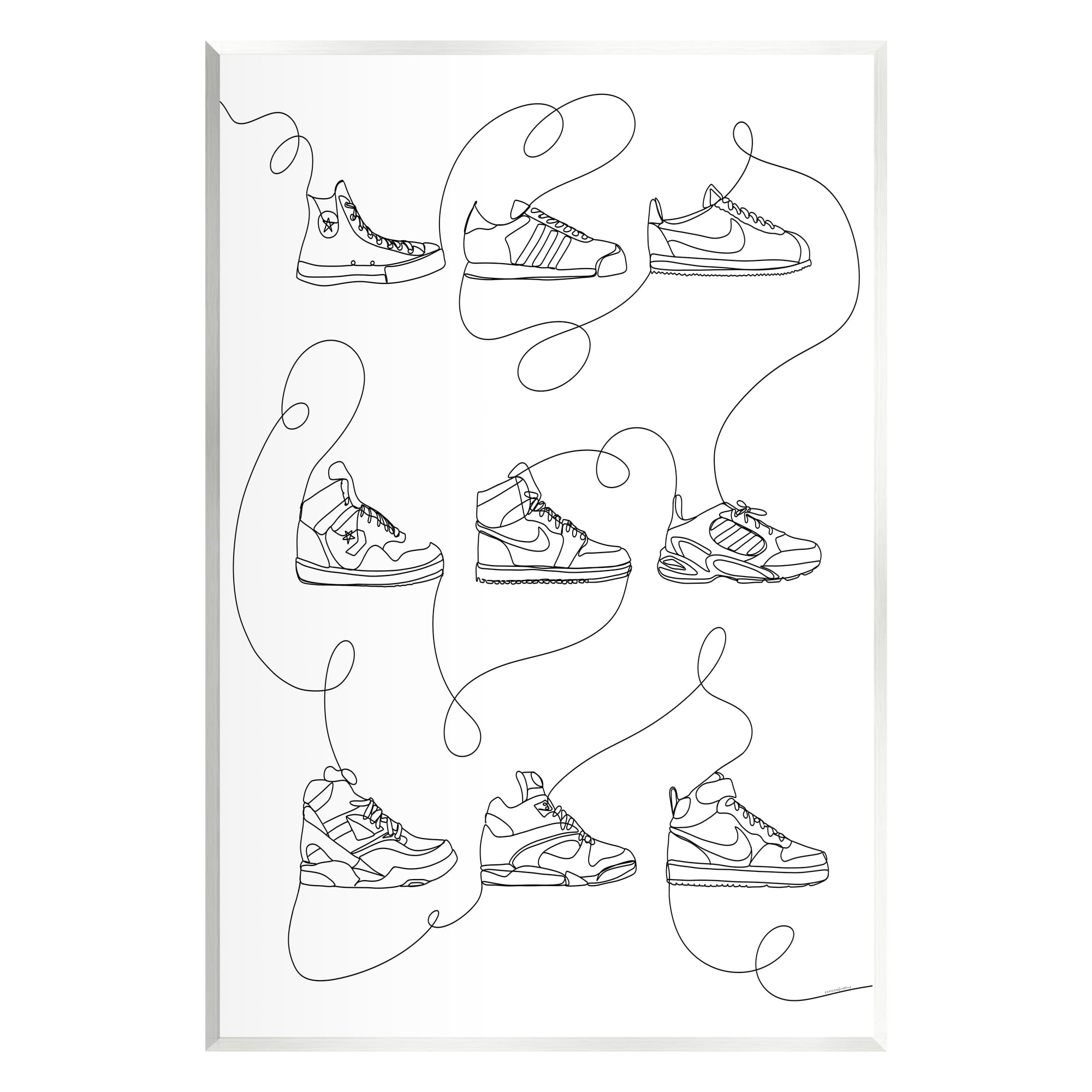 Stupell Industries Line Doodle Sneakers Beauty & Fashion Painting Unframed Art Print Wall Art, 10 x 15