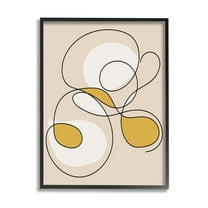 Stupell Industries Line Doodle with Yellow Abstract Painting Black Framed Art Print Wall Art, 11 x 14