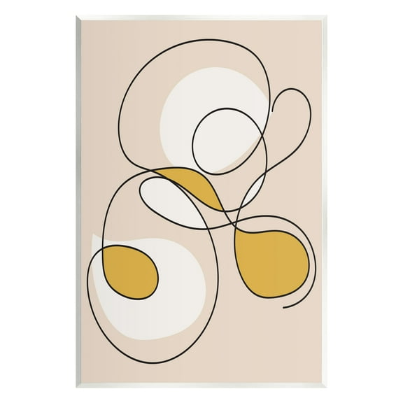 Stupell Industries Line Doodle with Yellow Abstract Painting Unframed Art Print Wall Art, 10 x 15