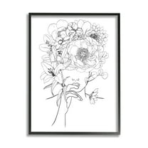 Stupell Industries Line Drawing Botanical Floral Bouquet Over Person Face Framed Wall Art, 24 x 30, Design by Ros Ruseva