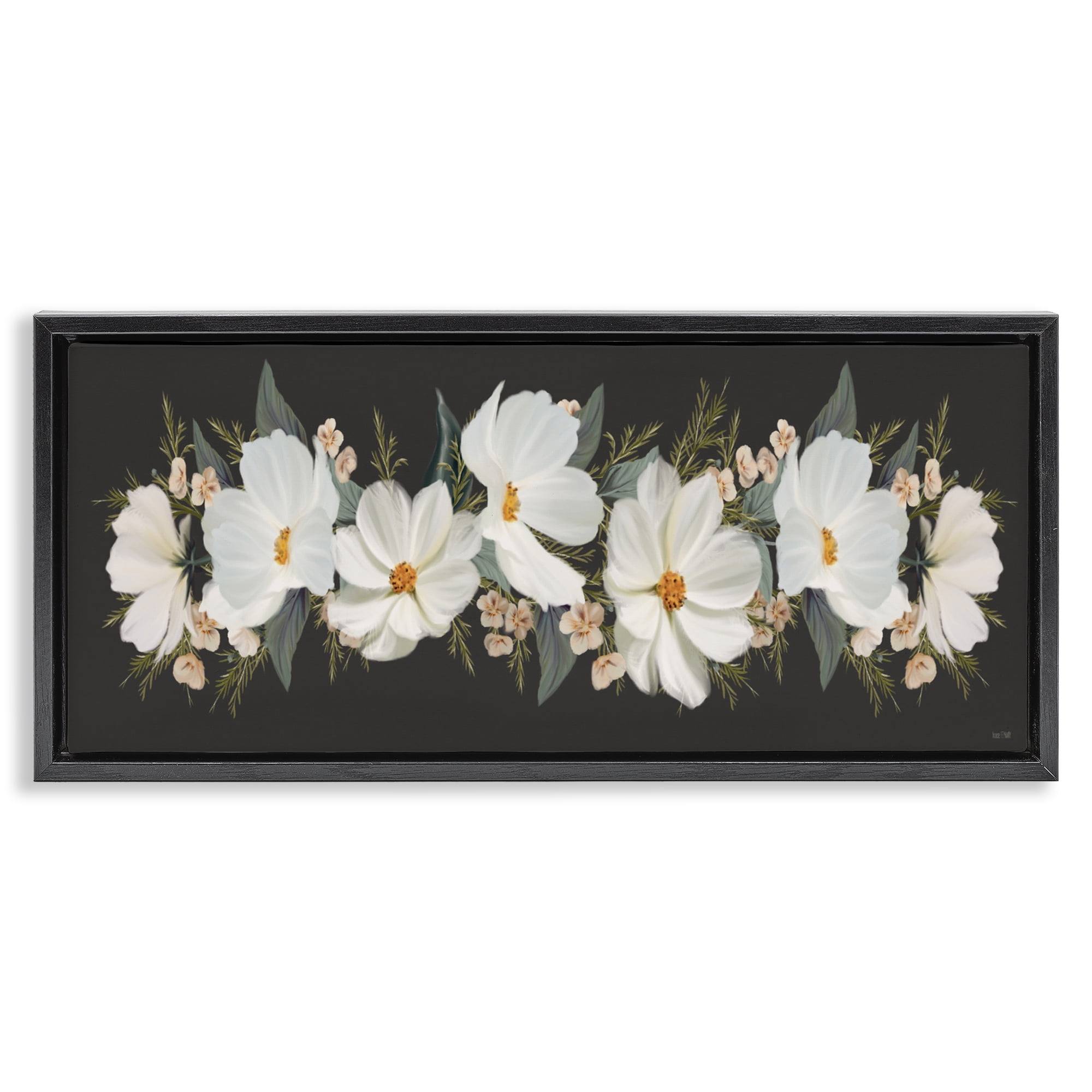 Stupell Industries Line Of Lace Cosmos Black Framed Floater Canvas Wall Art, design by House Fenway