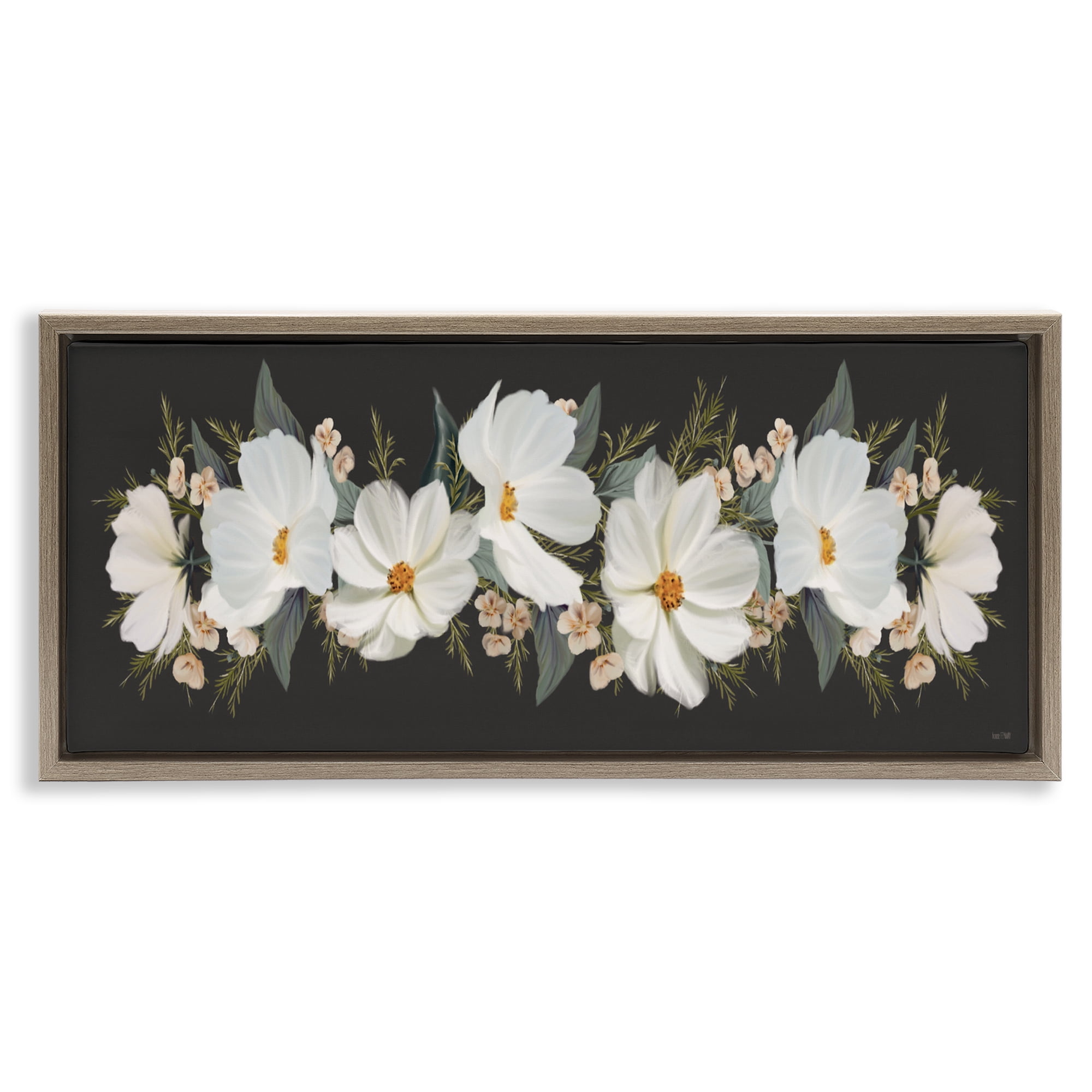 Stupell Industries Line Of Lace Cosmos Brown Framed Floater Canvas Wall Art, design by House Fenway