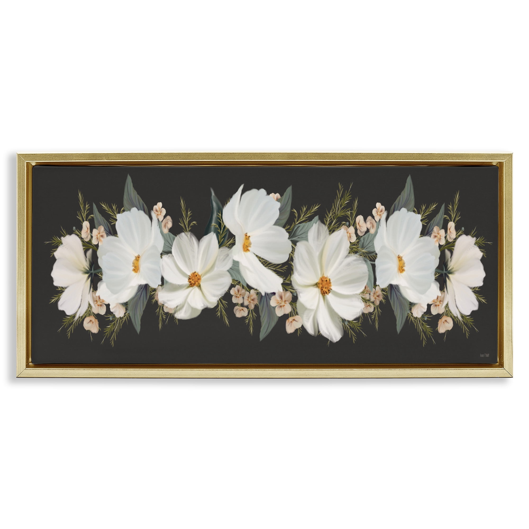 Stupell Industries Line Of Lace Cosmos Gold Framed Floater Canvas Wall Art, design by House Fenway
