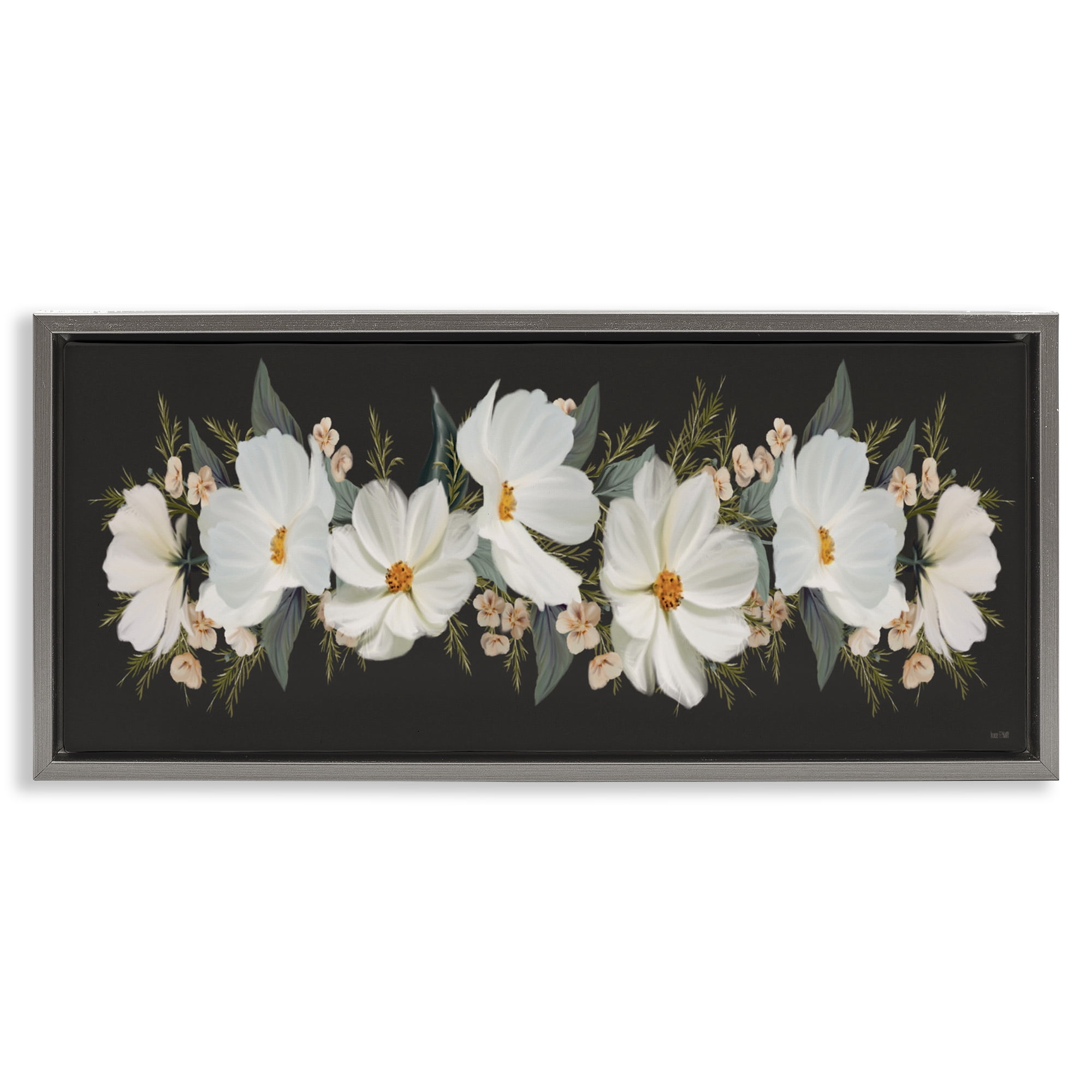 Stupell Industries Line Of Lace Cosmos Gray Framed Floater Canvas Wall Art, design by House Fenway