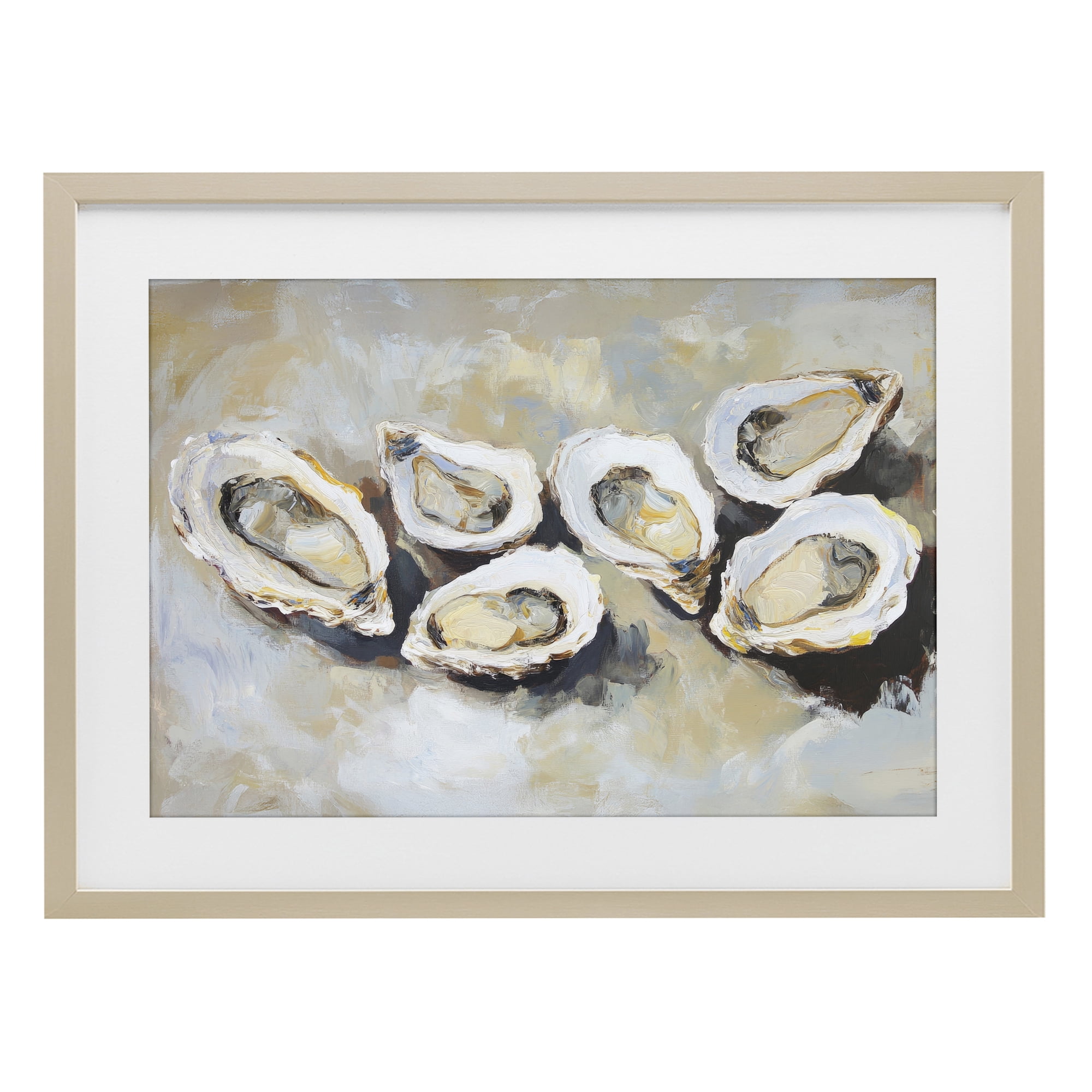 Stupell Industries Line of Oysters in Neutrals Birch Framed Print Under Glass, design by Sisi and Seb