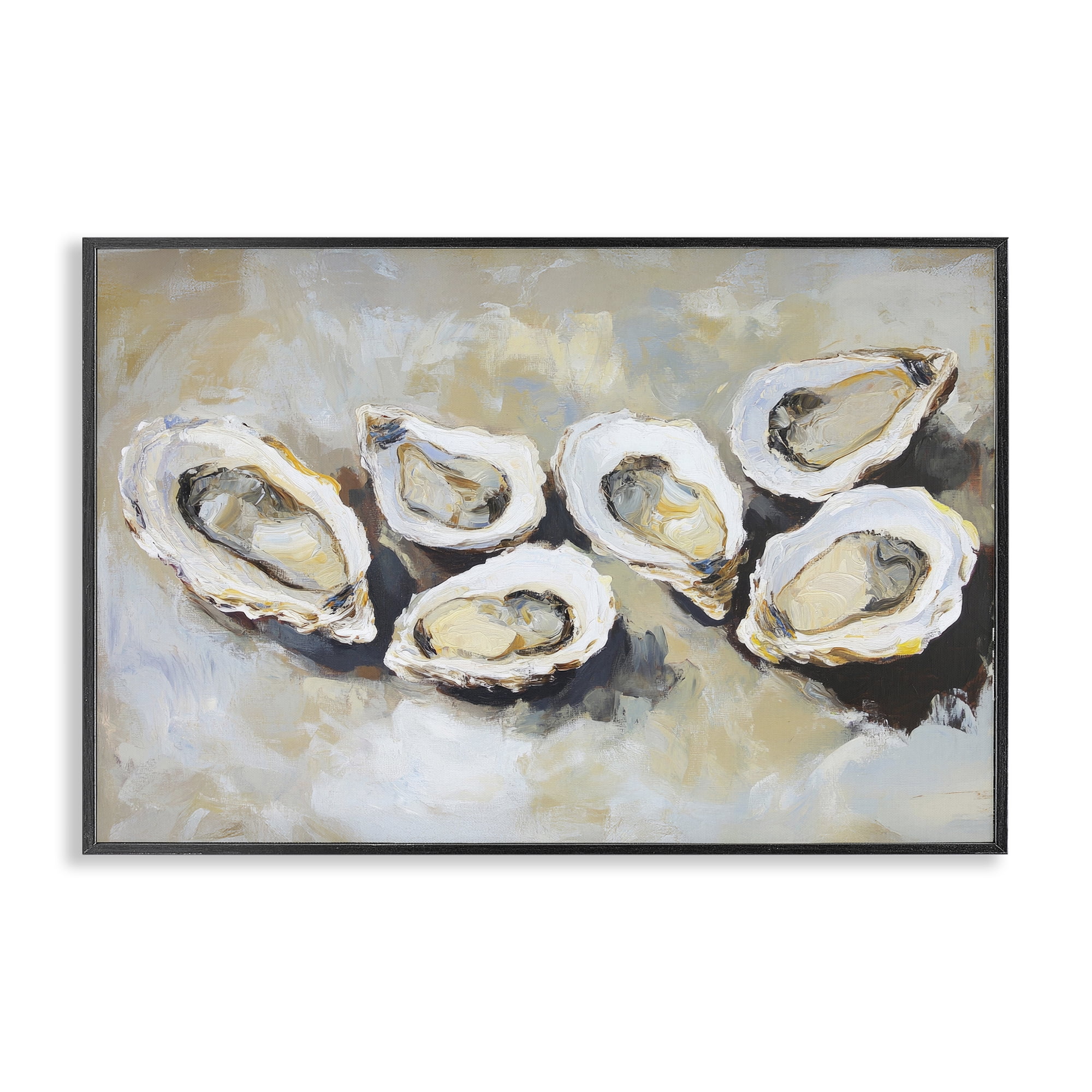 Stupell Industries Line of Oysters in Neutrals Black Framed Giclee Art, design by Sisi and Seb