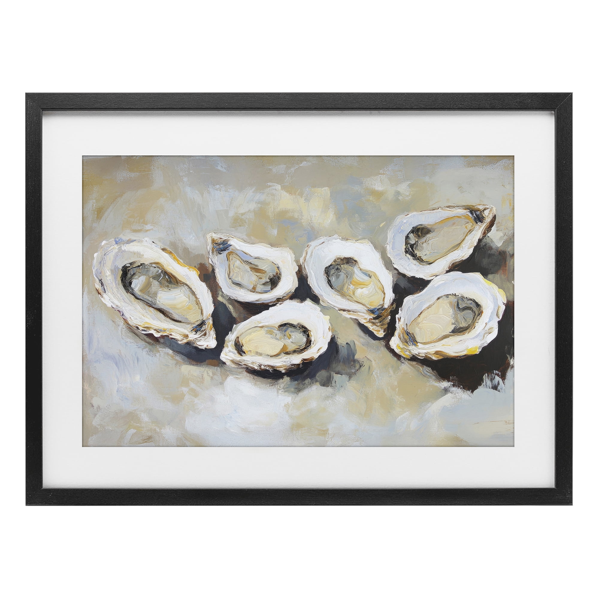 Stupell Industries Line of Oysters in Neutrals Black Framed Print Under Glass, design by Sisi and Seb