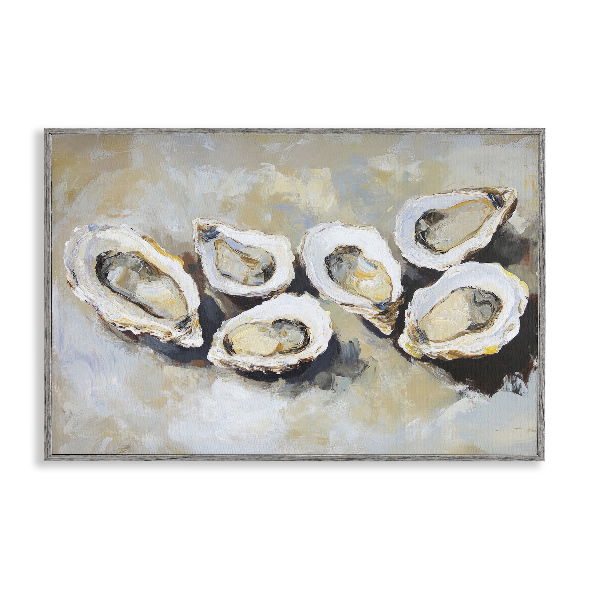 Stupell Industries Line of Oysters in Neutrals Gray Framed Giclee Art, design by Sisi and Seb