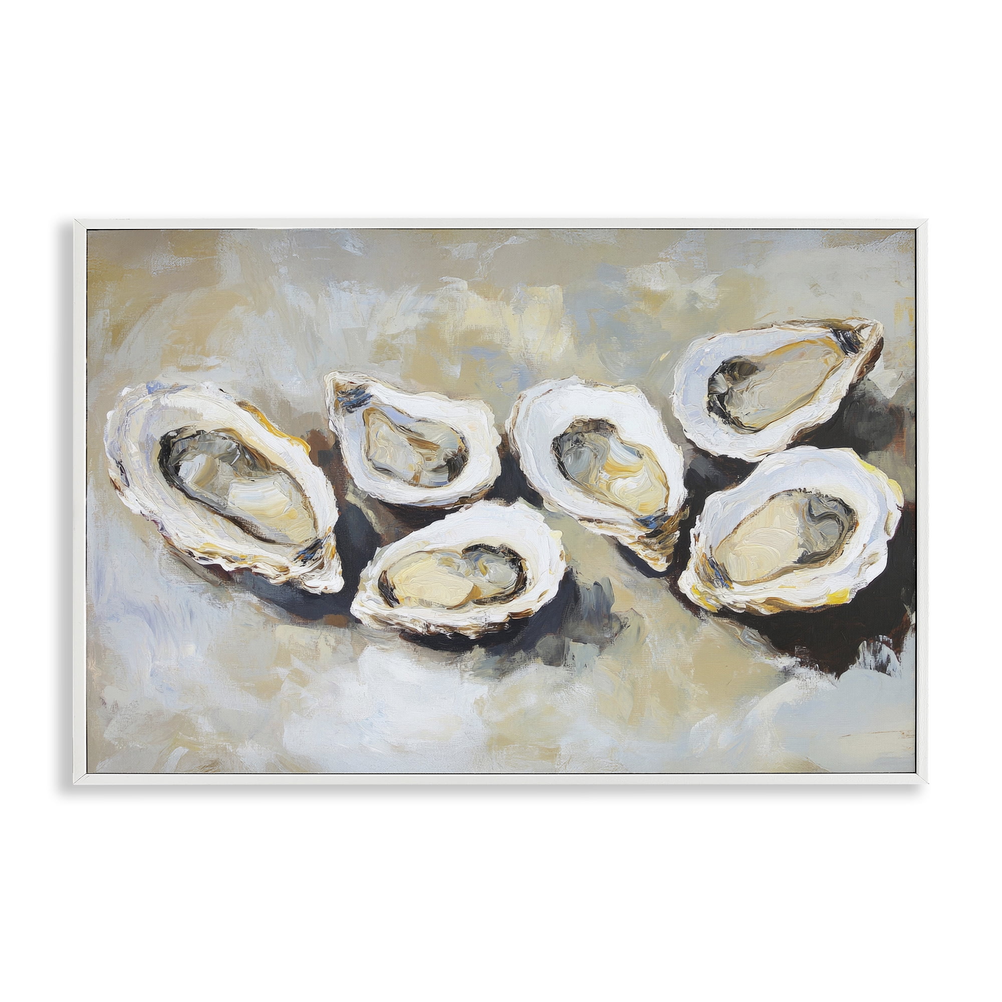 Stupell Industries Line of Oysters in Neutrals White Framed Giclee Art, design by Sisi and Seb