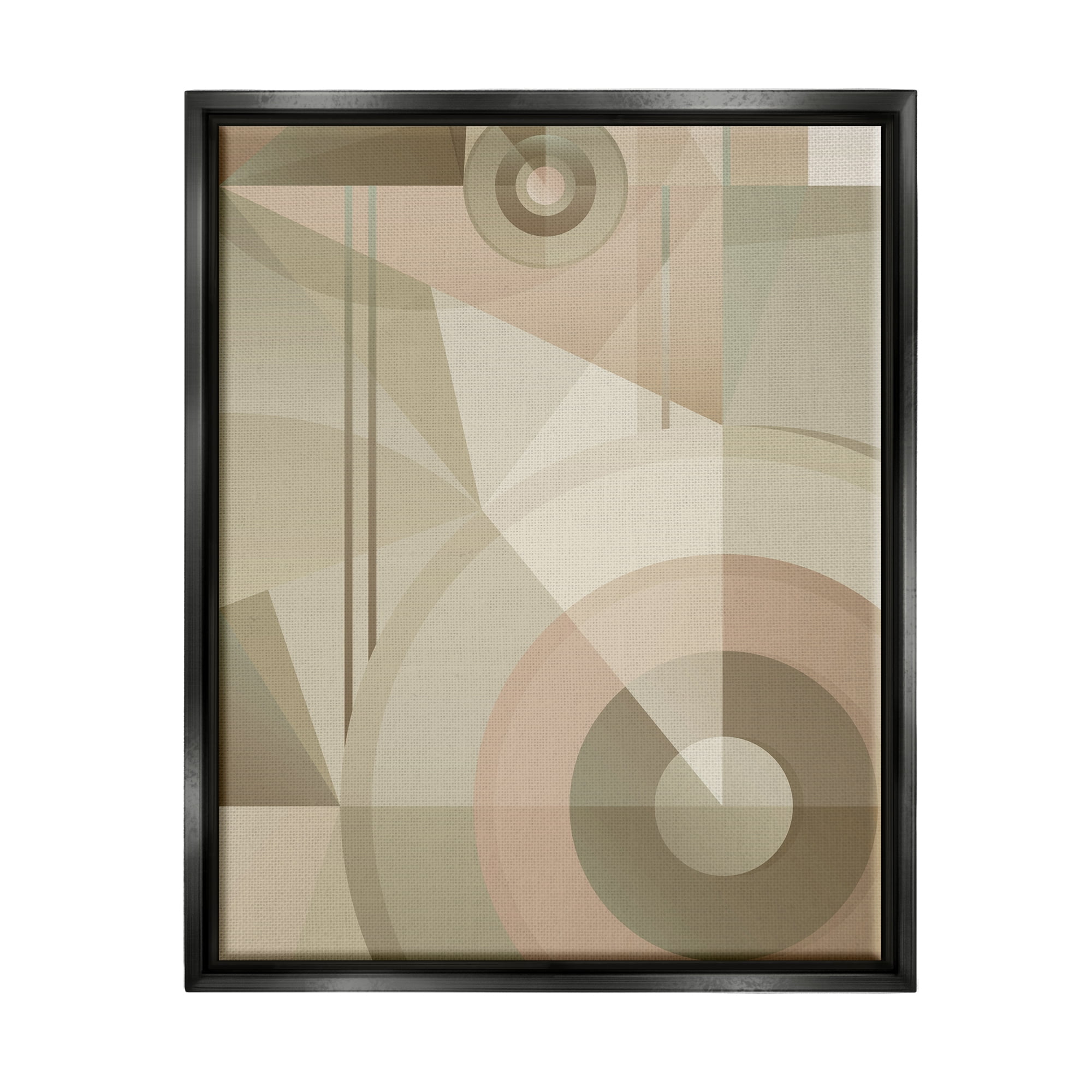 Stupell Industries Linear & Circular Abstract Abstract Painting Black Floater Framed Canvas Art Print Wall Art, 17 x 21