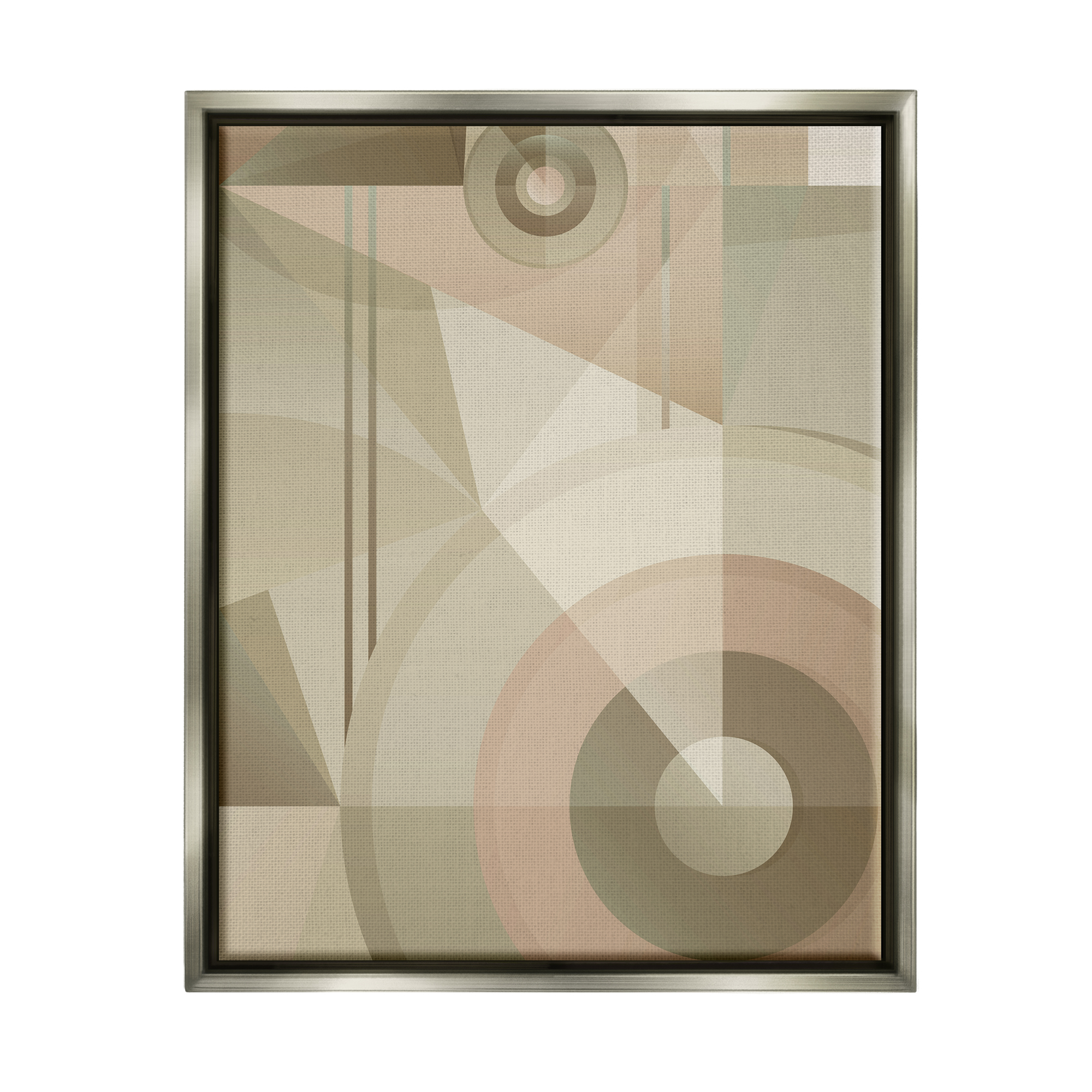 Stupell Industries Linear & Circular Abstract Abstract Painting Gray Floater Framed Canvas Art Print Wall Art, 25 x 31