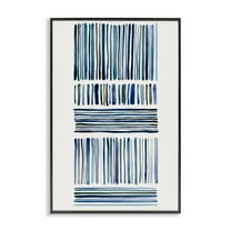 Stupell Industries Linear Cool Tone Stripes Abstract Painting Black Framed Art Print Wall Art, 12 x 18