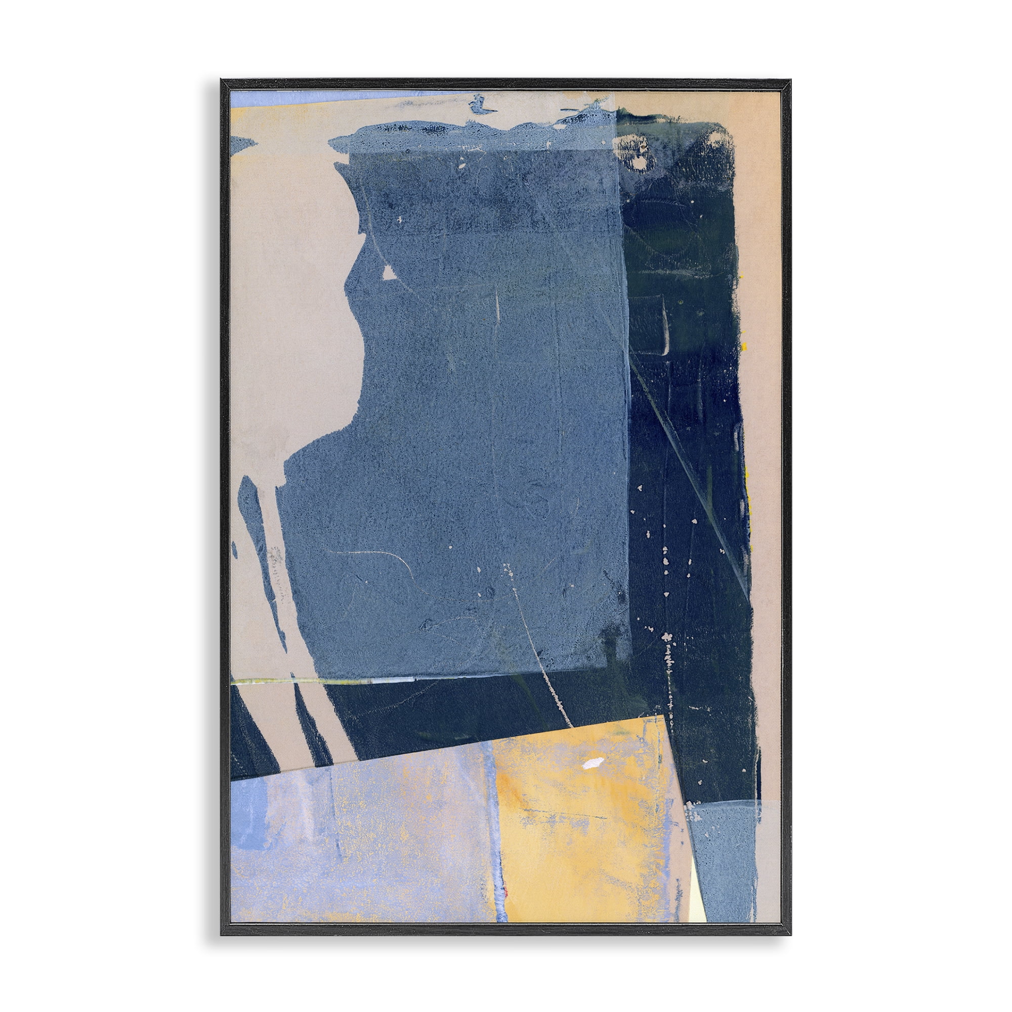 Stupell Industries Linear Distressed Shapes Abstract Painting Black Framed Art Print Wall Art, 12 x 18