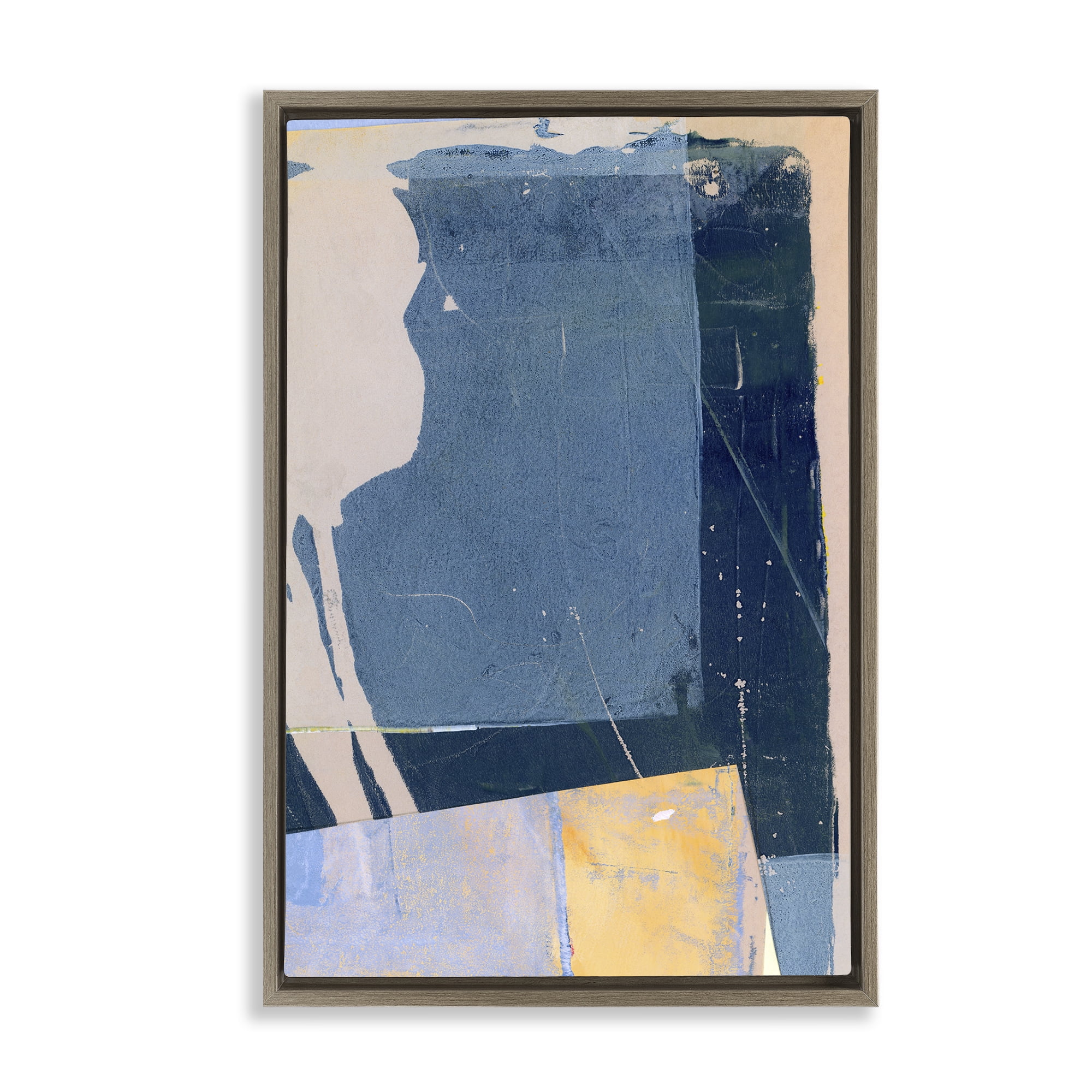 Stupell Industries Linear Distressed Shapes Abstract Painting Brown Floater Framed Canvas Art Print Wall Art, 21 x 31