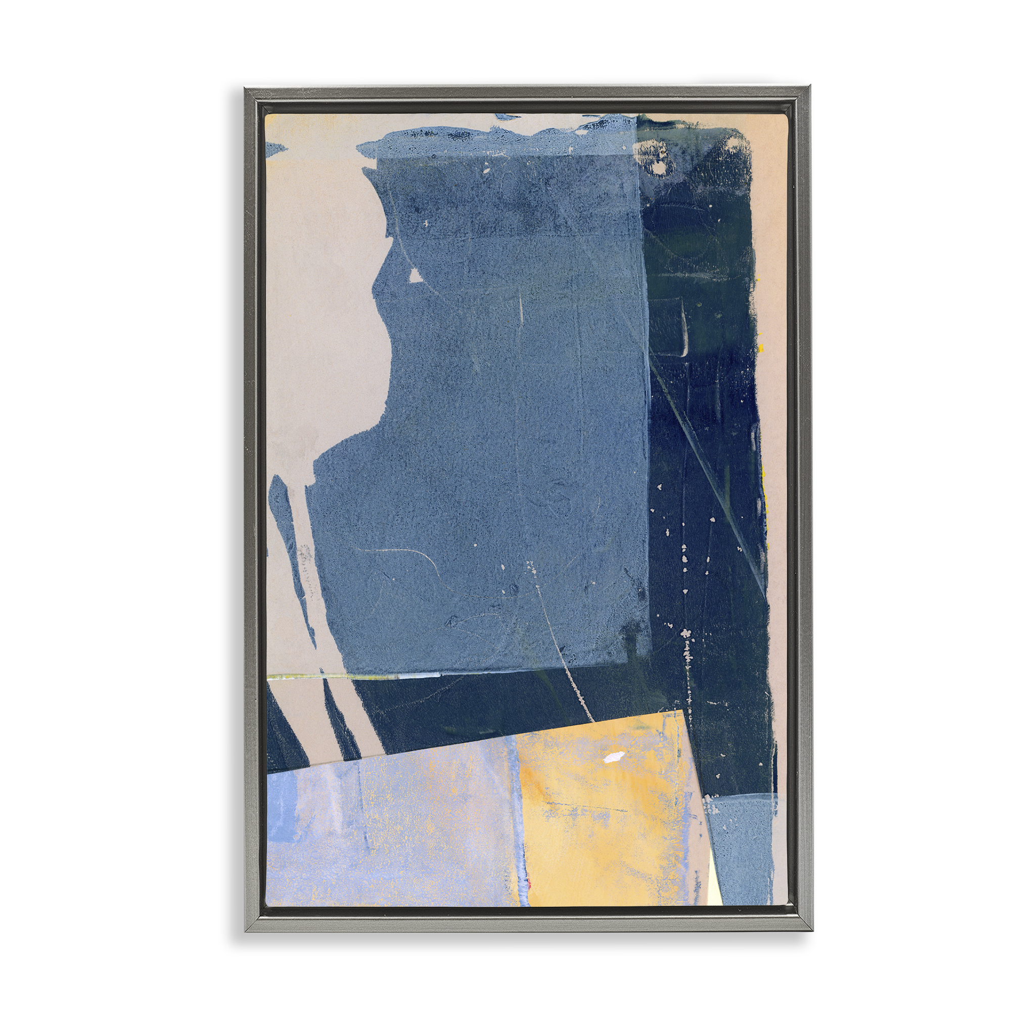 Stupell Industries Linear Distressed Shapes Abstract Painting Gray Floater Framed Canvas Art Print Wall Art, 21 x 31