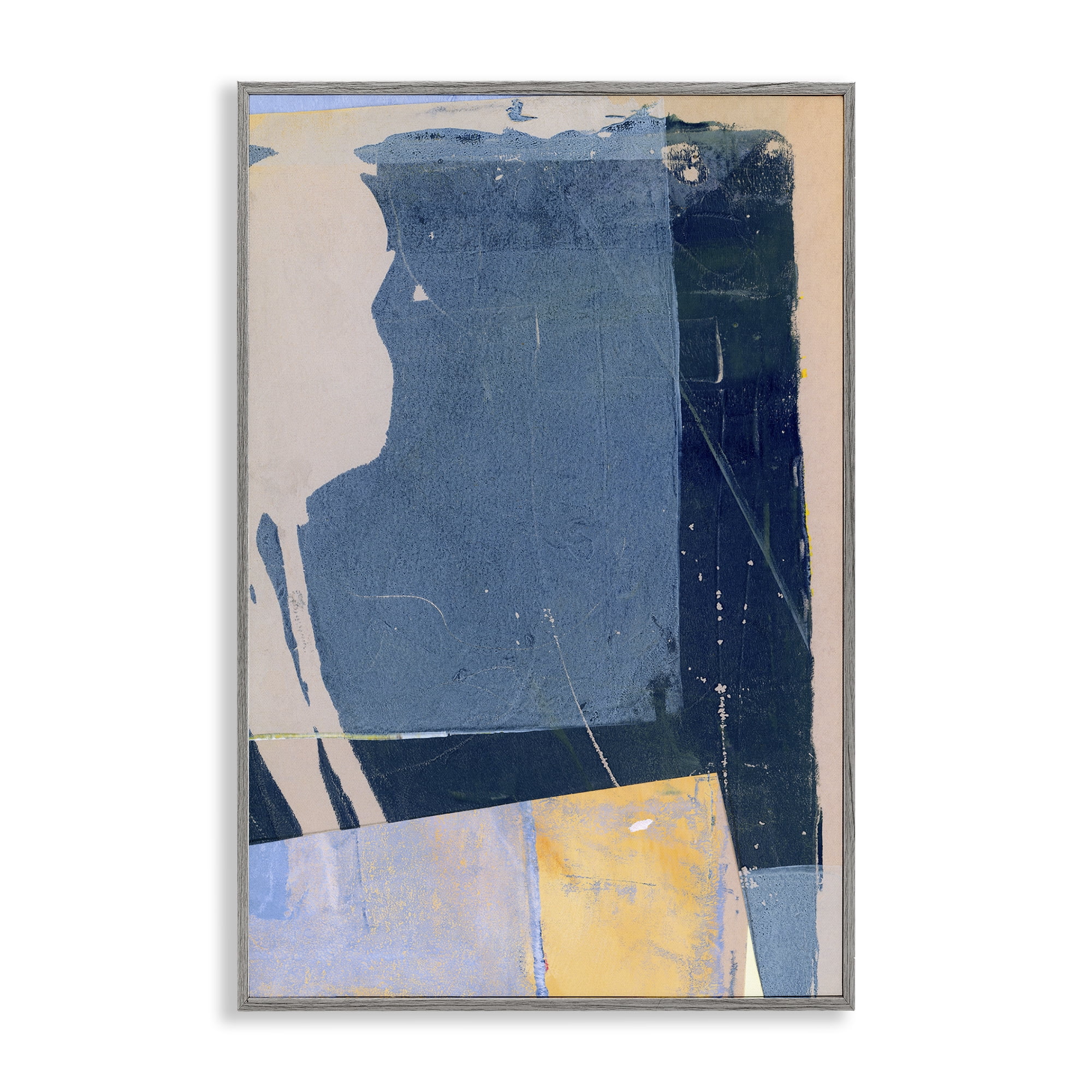 Stupell Industries Linear Distressed Shapes Abstract Painting Gray Framed Art Print Wall Art, 12 x 18