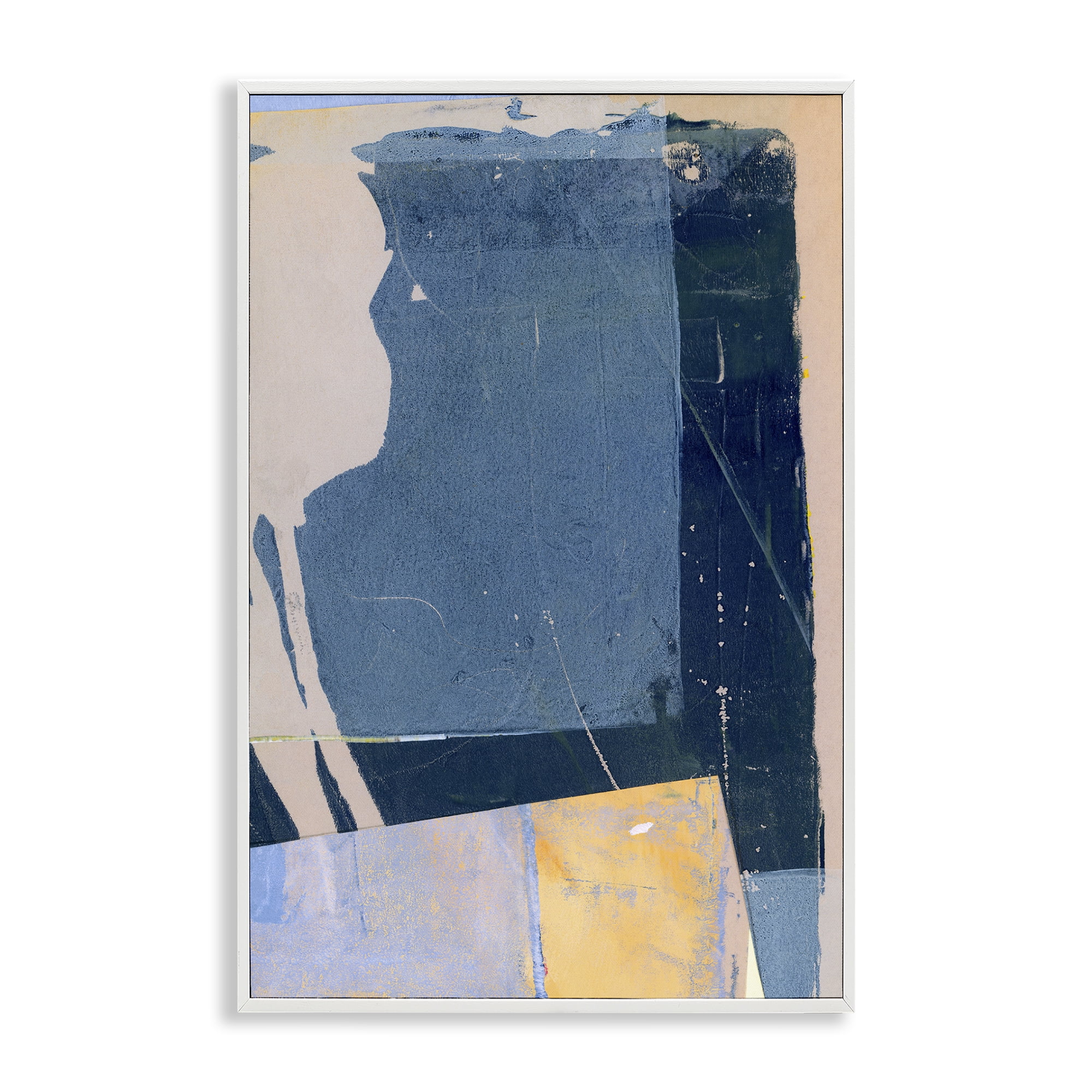 Stupell Industries Linear Distressed Shapes Abstract Painting White Framed Art Print Wall Art, 12 x 18