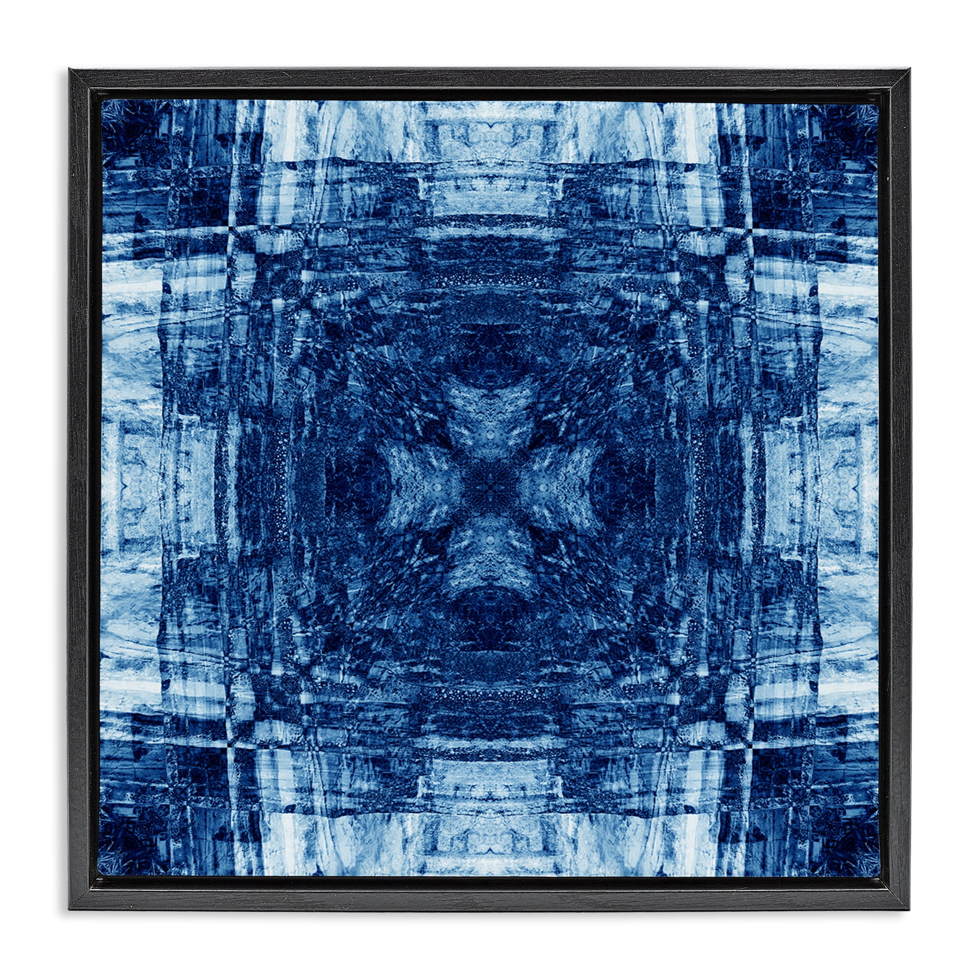 Stupell Industries Linear Geometric Pattern Abstract Painting Black Floater Framed Canvas Art Print Wall Art, 18 x 18