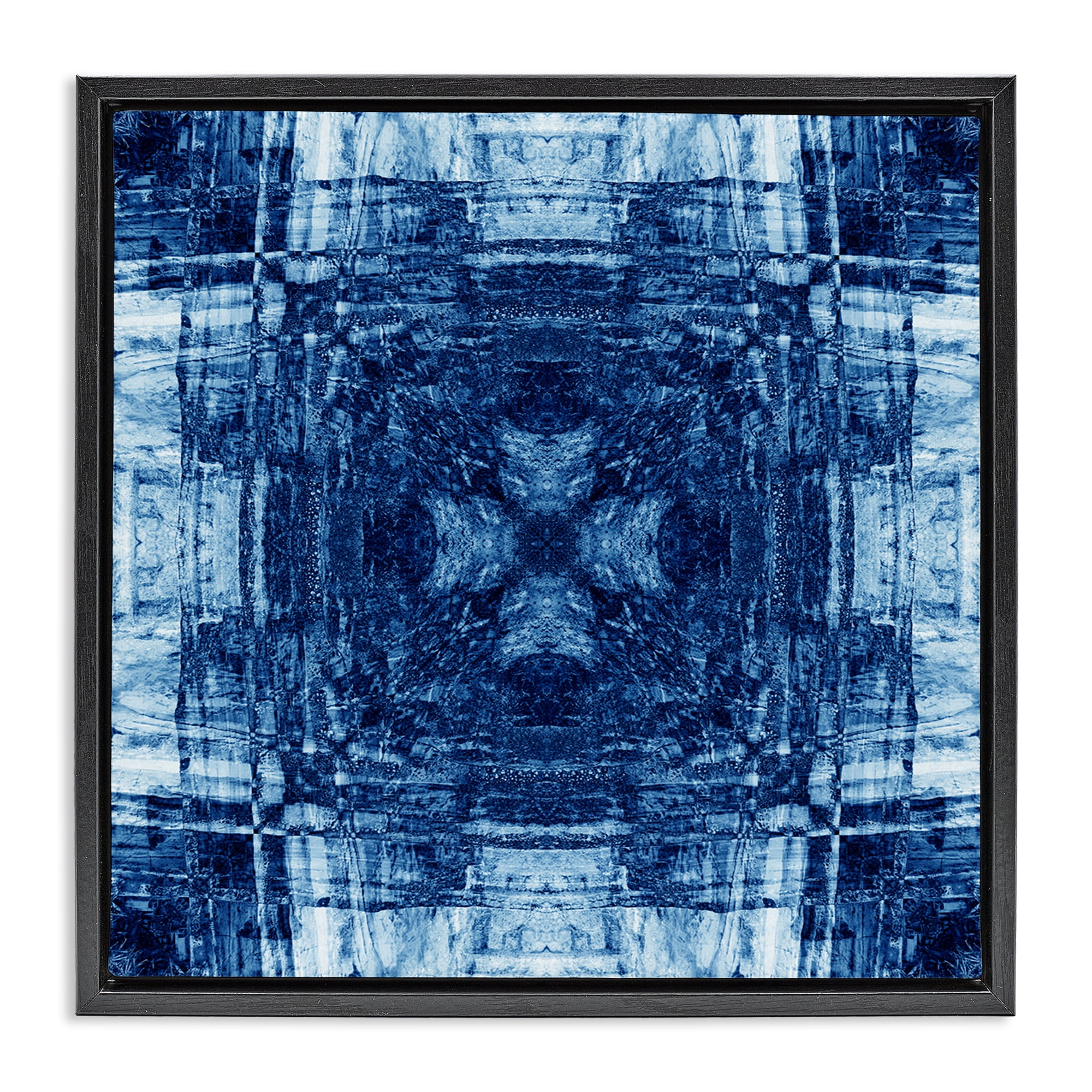 Stupell Industries Linear Geometric Pattern Abstract Painting Black Floater Framed Canvas Art Print Wall Art, 25 x 25