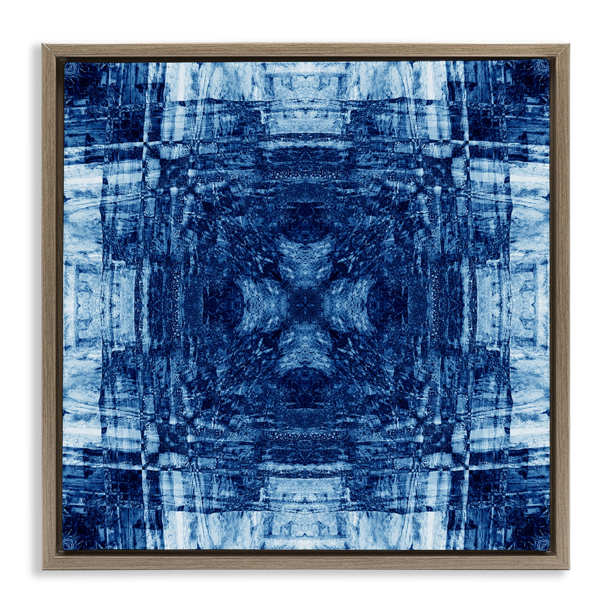 Stupell Industries Linear Geometric Pattern Abstract Painting Brown Floater Framed Canvas Art Print Wall Art, 18 x 18