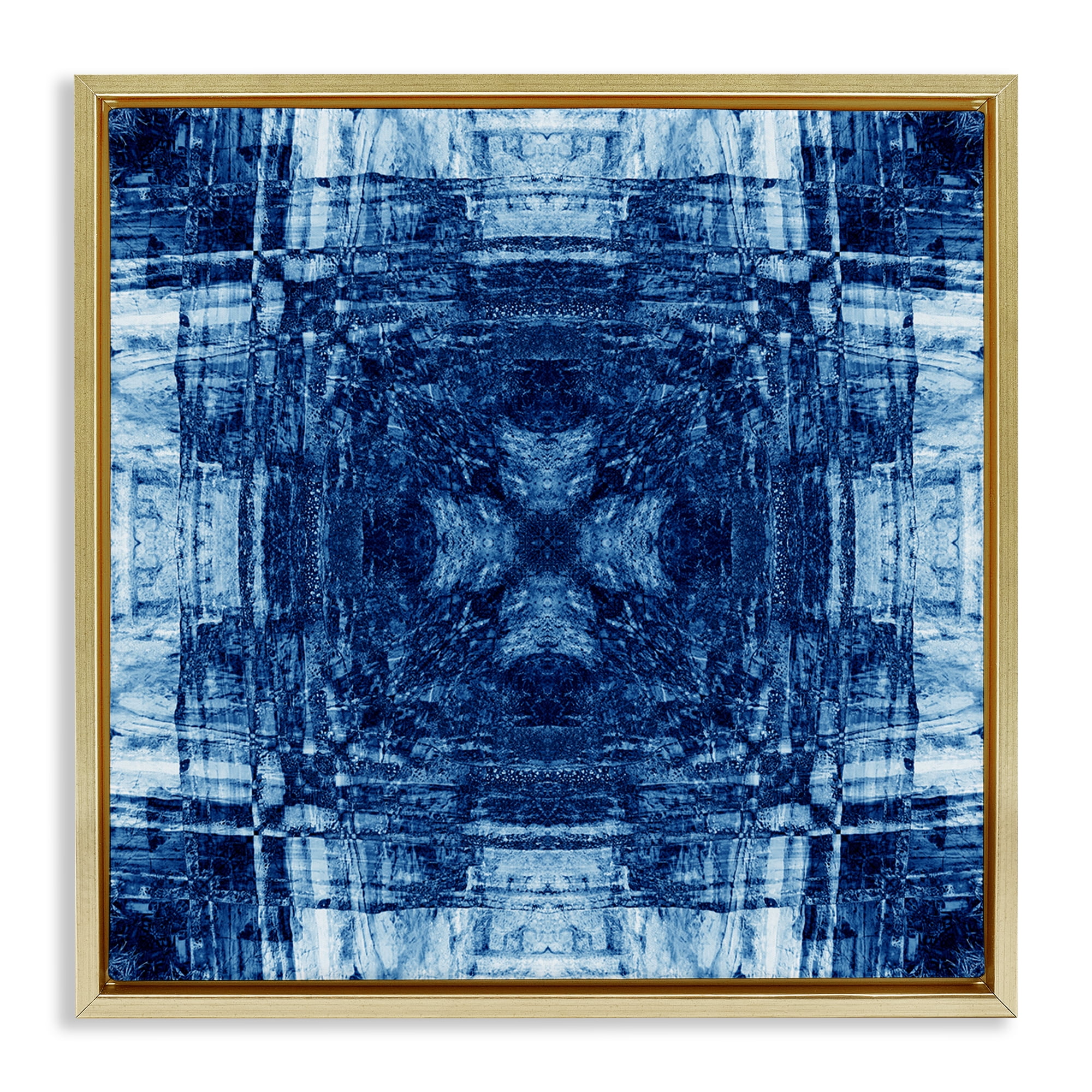 Stupell Industries Linear Geometric Pattern Abstract Painting Gold Floater Framed Canvas Art Print Wall Art, 18 x 18