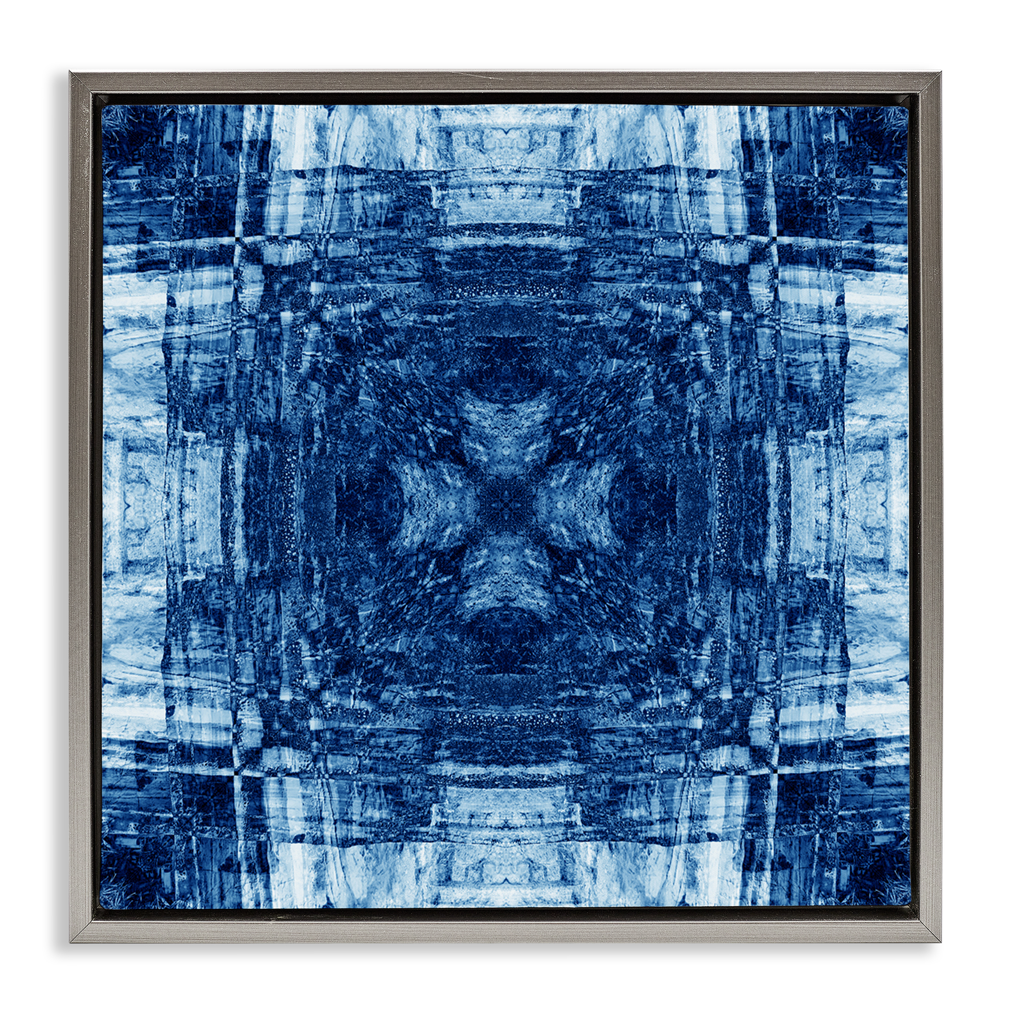 Stupell Industries Linear Geometric Pattern Abstract Painting Gray Floater Framed Canvas Art Print Wall Art, 18 x 18