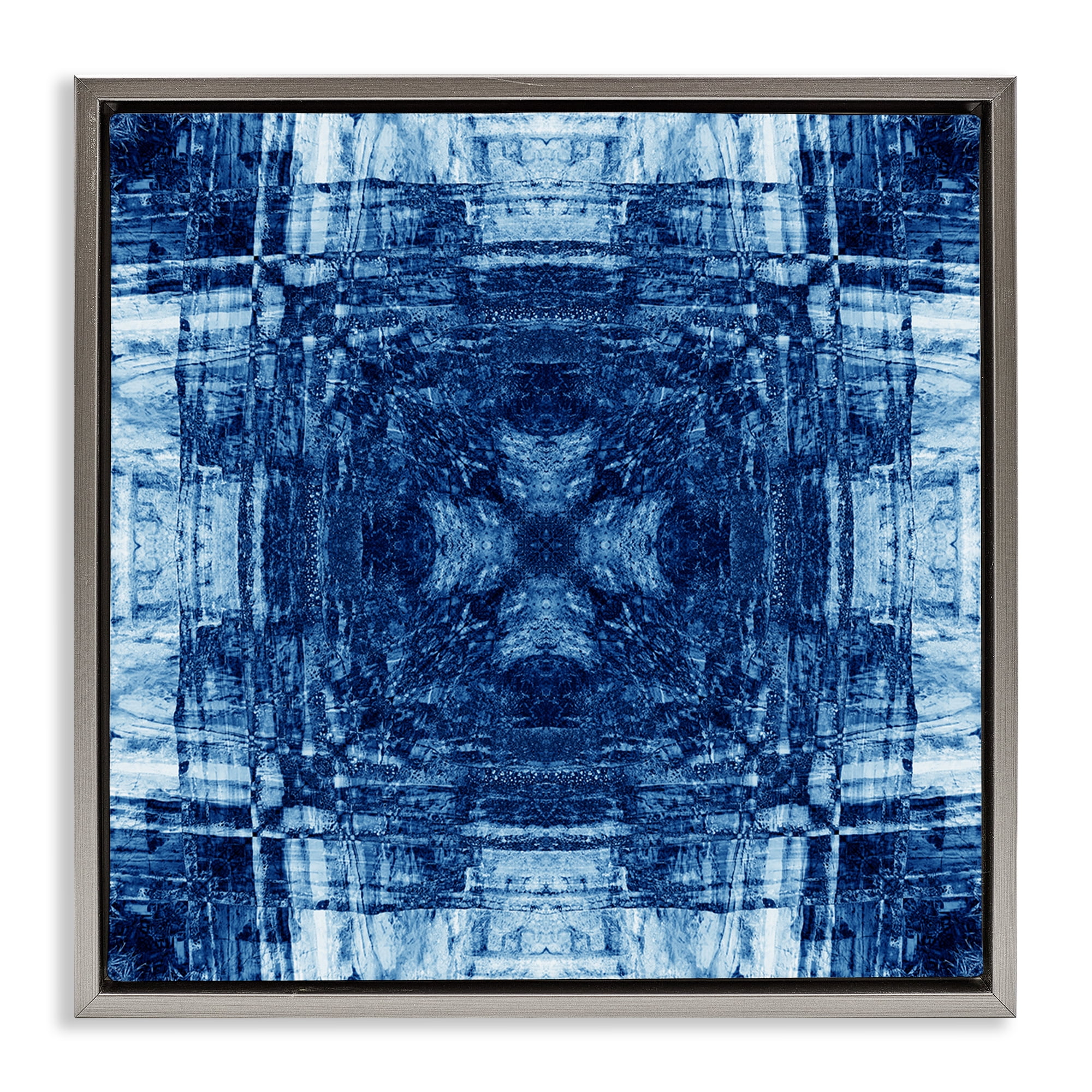 Stupell Industries Linear Geometric Pattern Abstract Painting Gray Floater Framed Canvas Art Print Wall Art, 25 x 25