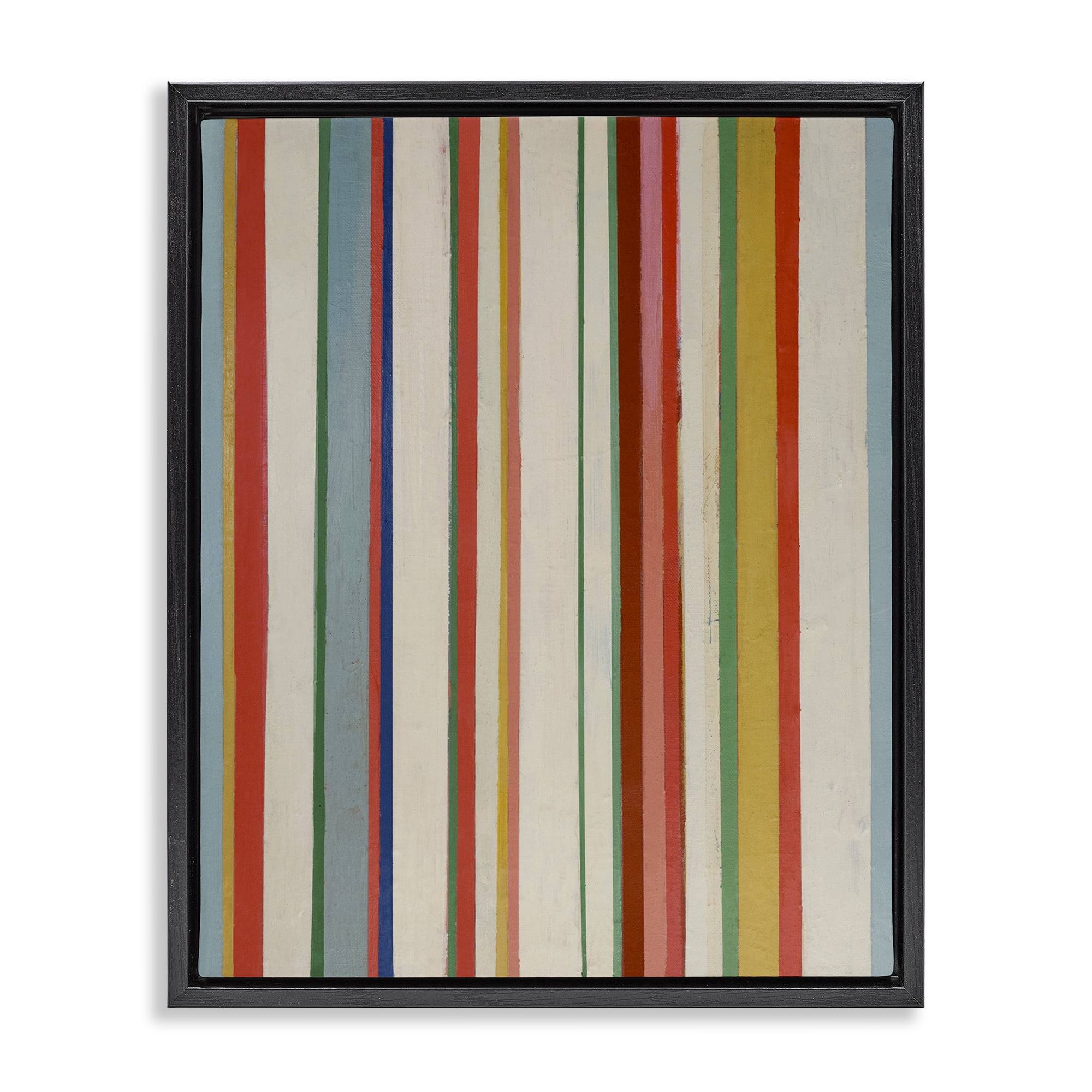 Stupell Industries Linear Rustic Stripes Abstract Painting Black Floater Framed Canvas Art Print Wall Art, 25 x 31
