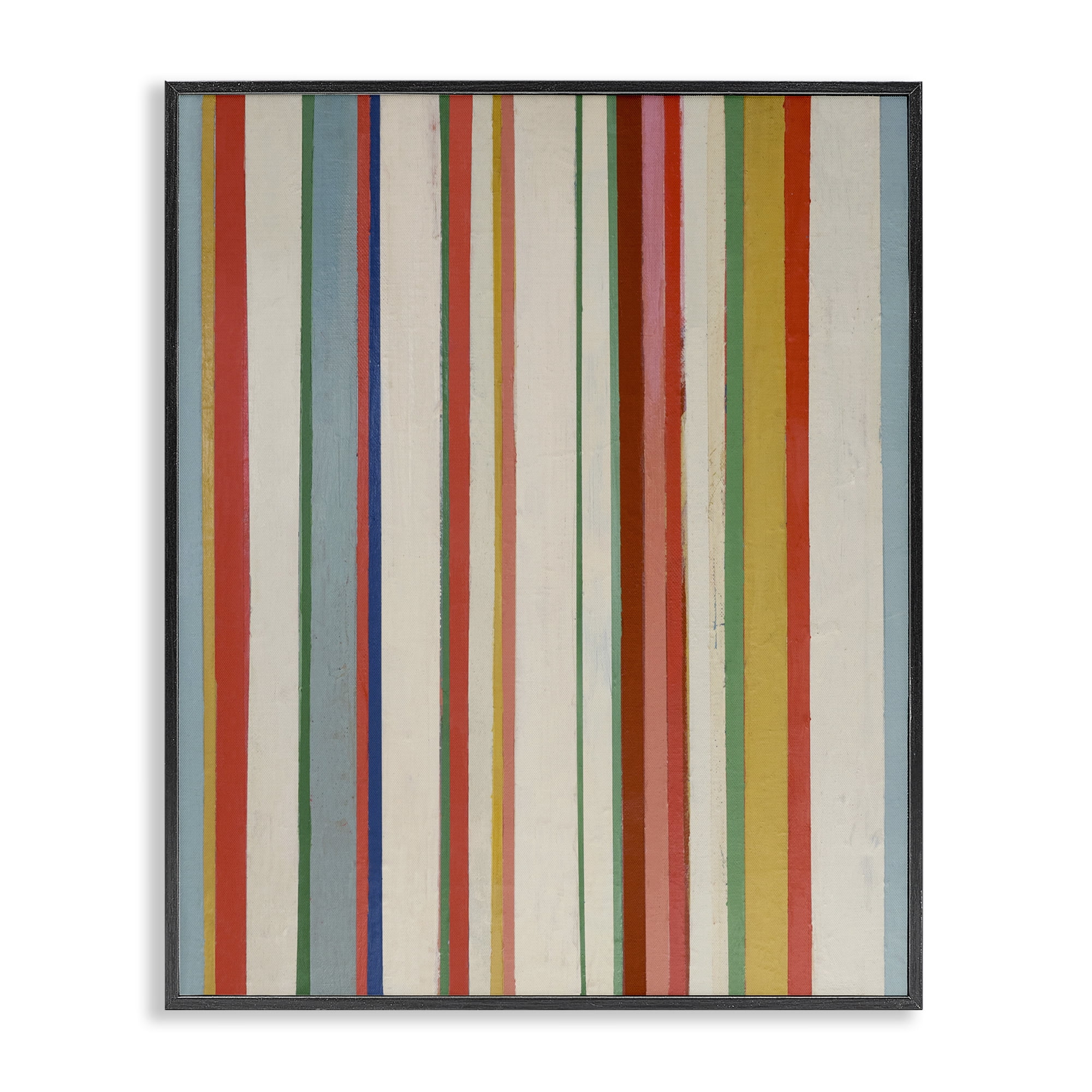 Stupell Industries Linear Rustic Stripes Abstract Painting Black Framed Art Print Wall Art, 16 x 20