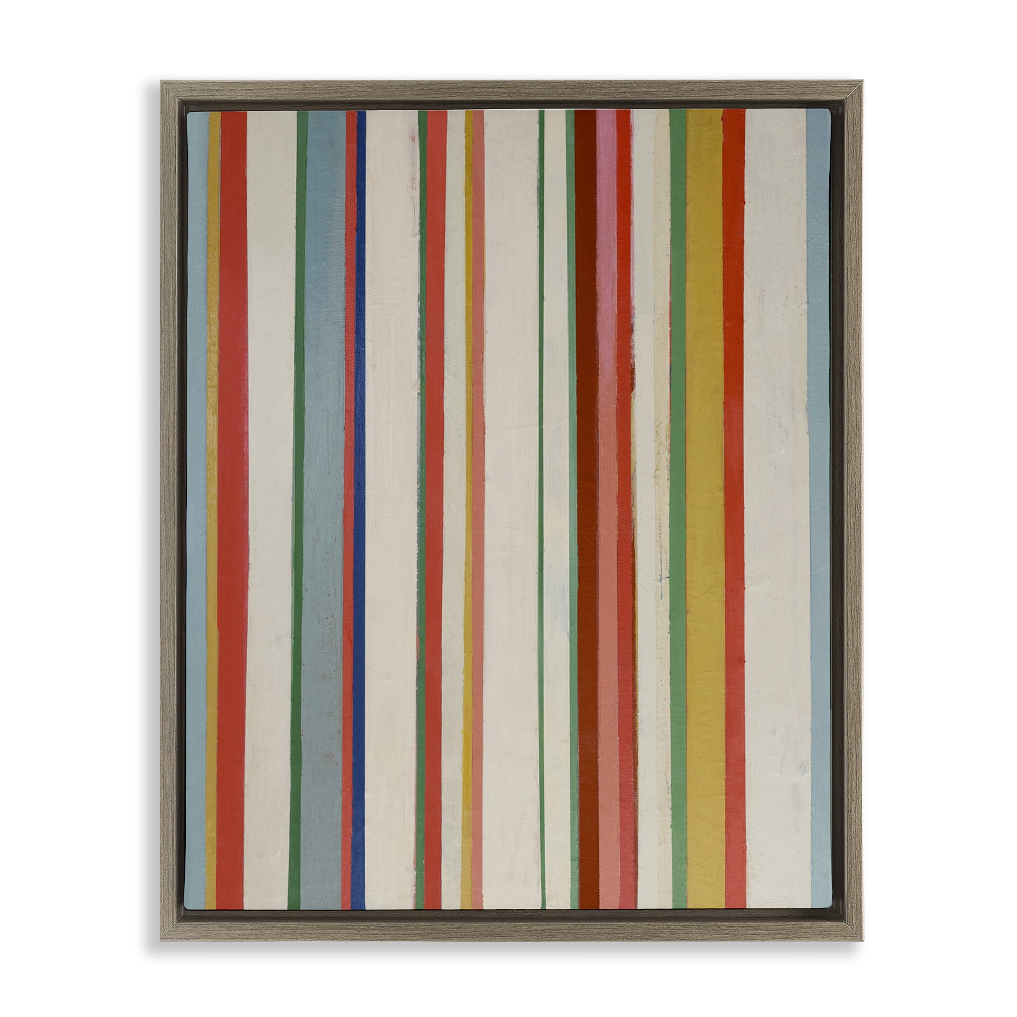 Stupell Industries Linear Rustic Stripes Abstract Painting Brown Floater Framed Canvas Art Print Wall Art, 17 x 21