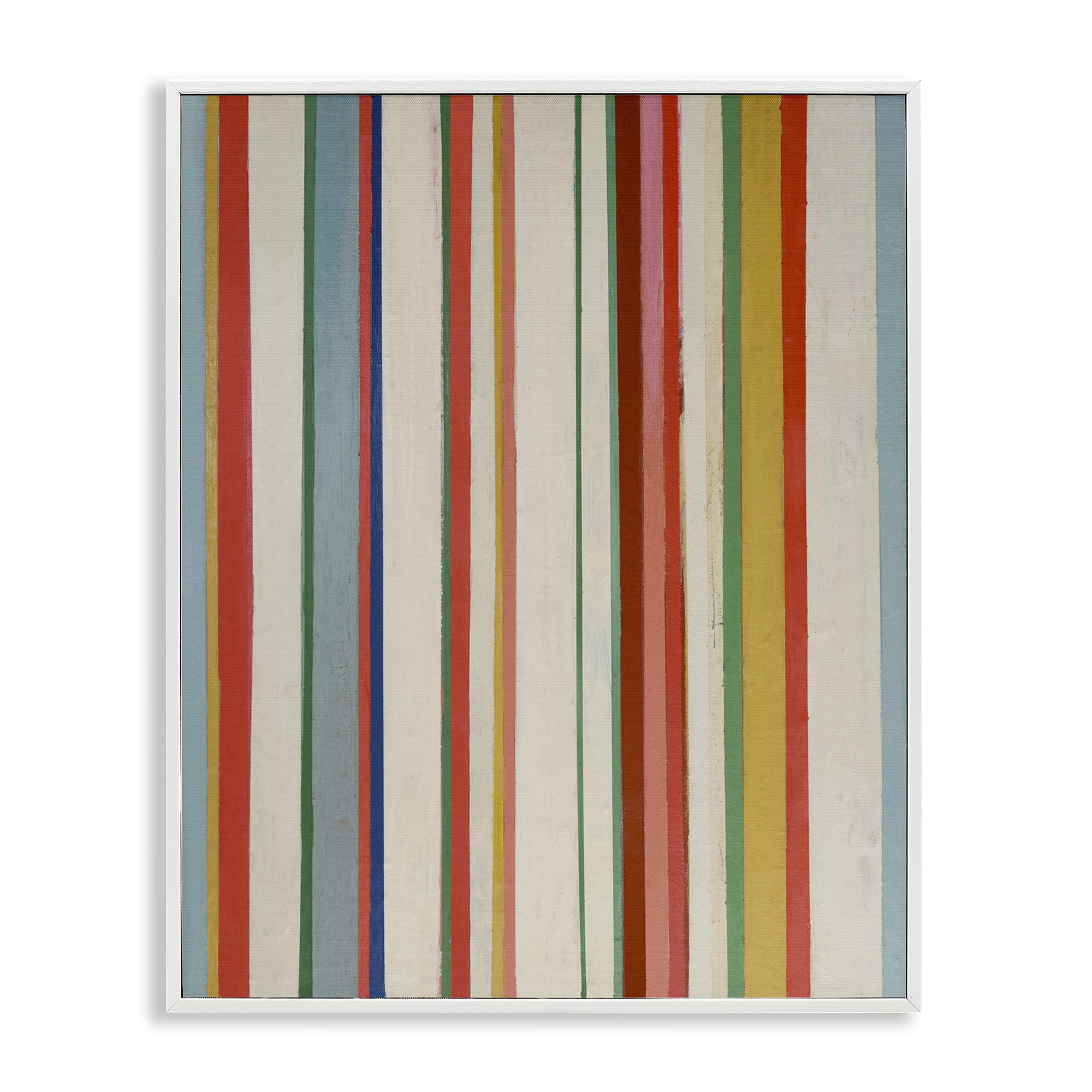 Stupell Industries Linear Rustic Stripes Abstract Painting White Framed Art Print Wall Art, 16 x 20
