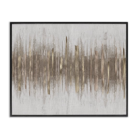 Stupell Industries Linear Streaks Neutral Tones Abstract Painting Black Framed Art Print Wall Art, 20 x 16