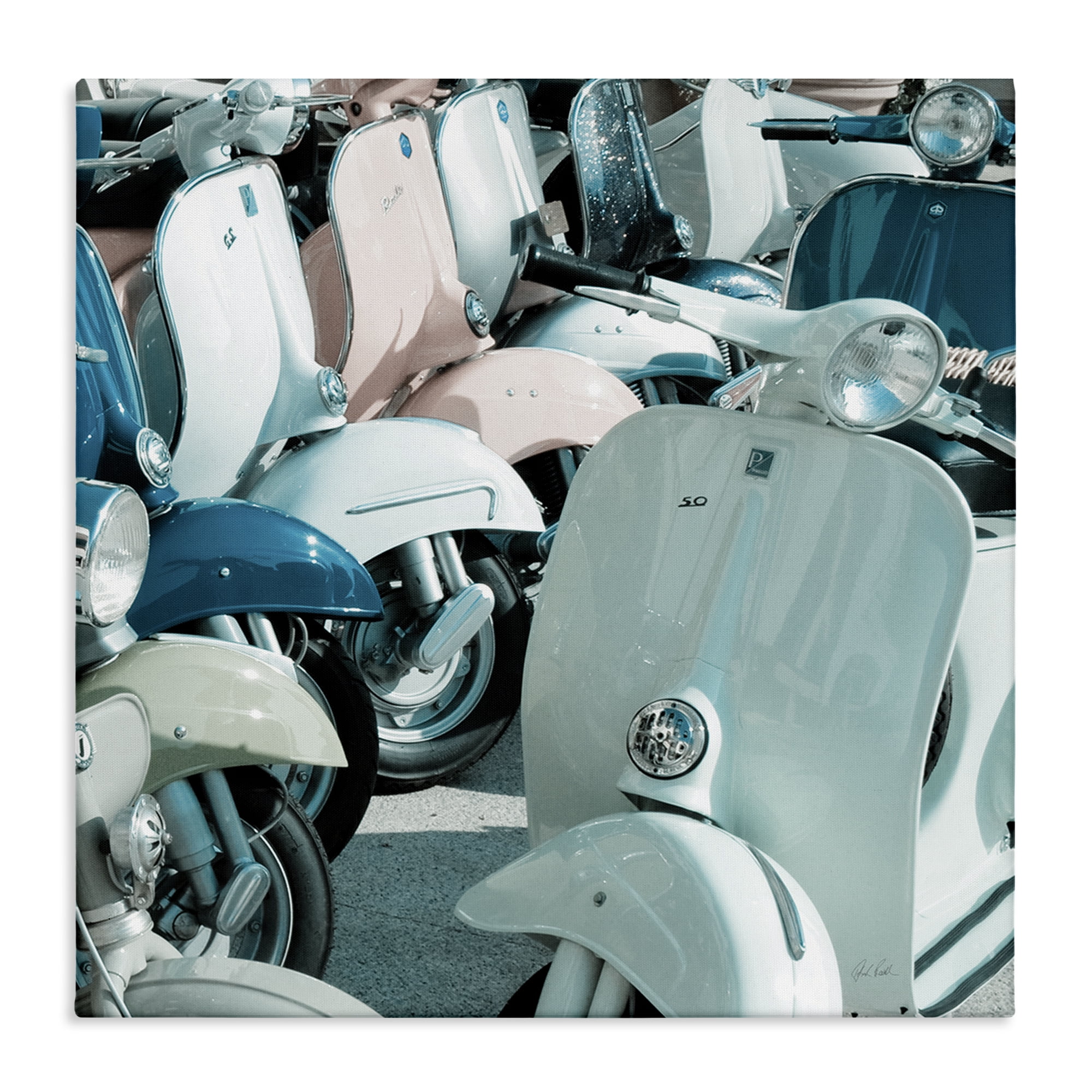 Stupell Industries Lined Up Italian Scooters Transportation Photography Wrapped Canvas Art Print Wall Art, 24 x 24