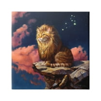 Stupell Industries Lion Cat Night Sky Constellation Leo Astrology Symbol Painting Gallery Wrapped Canvas Print Wall Art, Design by Lucia Heffernan