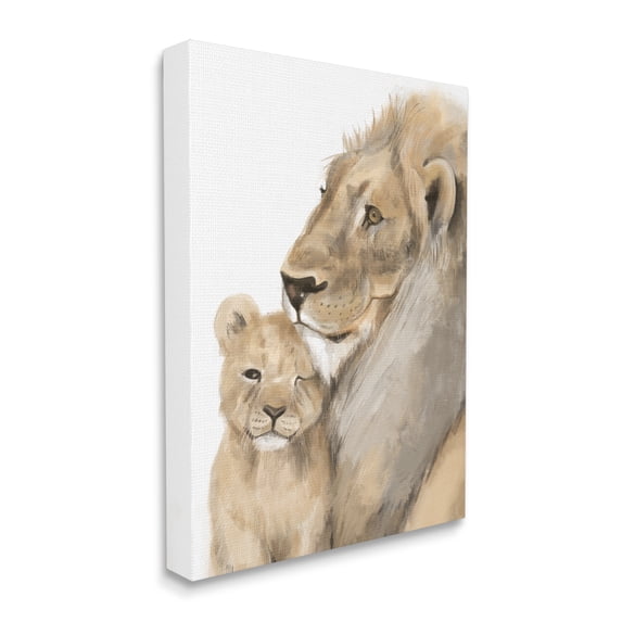 Stupell Industries Lion Cub and King Safari Animal Portrait Canvas Wall Art, 16 x 20, Design by Daphne Polselli