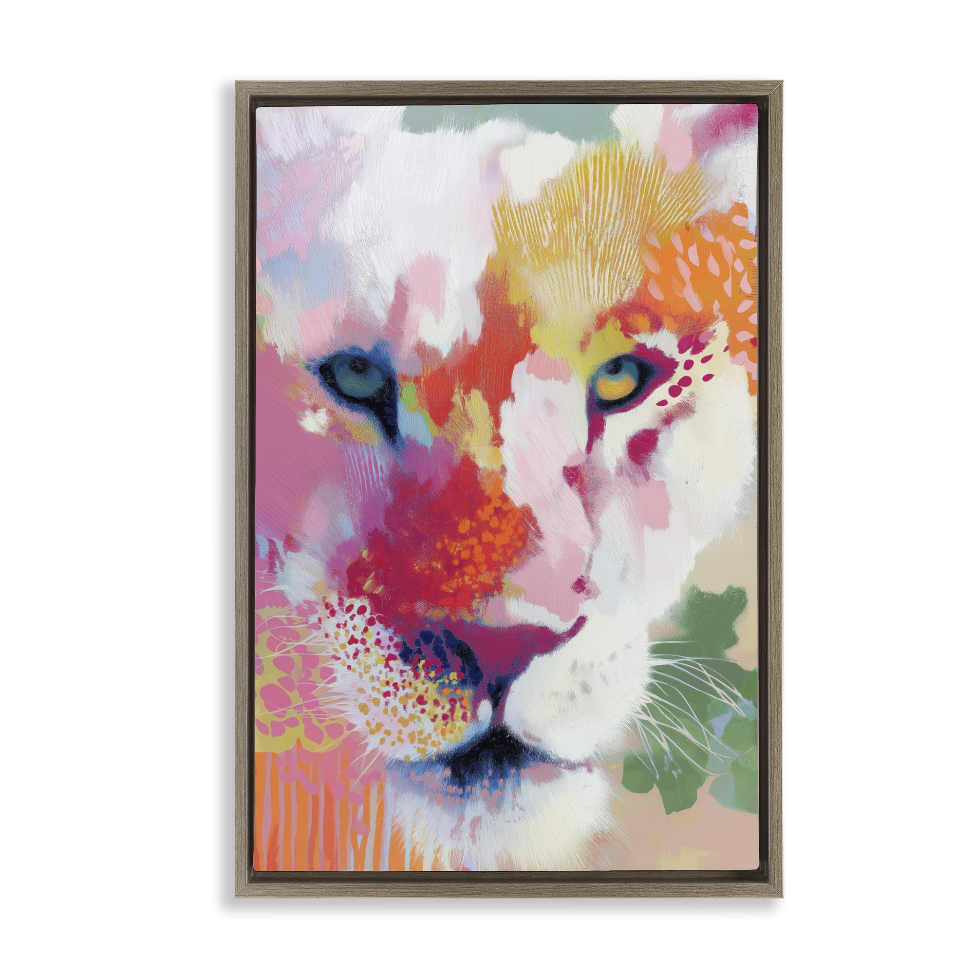 Stupell Industries Lion Eyes with Intense Gaze Brown Framed Floater Canvas Wall Art, design by Chromatic Storm Studio