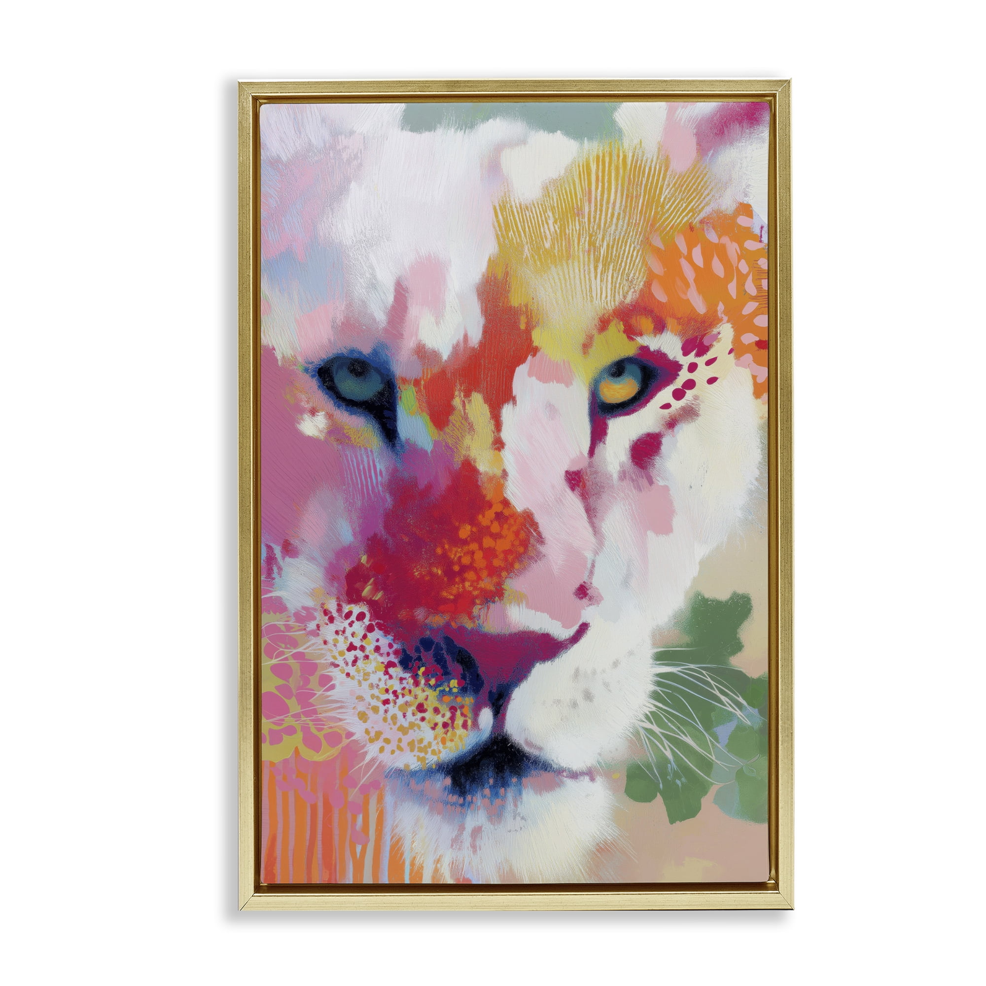 Stupell Industries Lion Eyes with Intense Gaze Gold Framed Floater Canvas Wall Art, design by Chromatic Storm Studio
