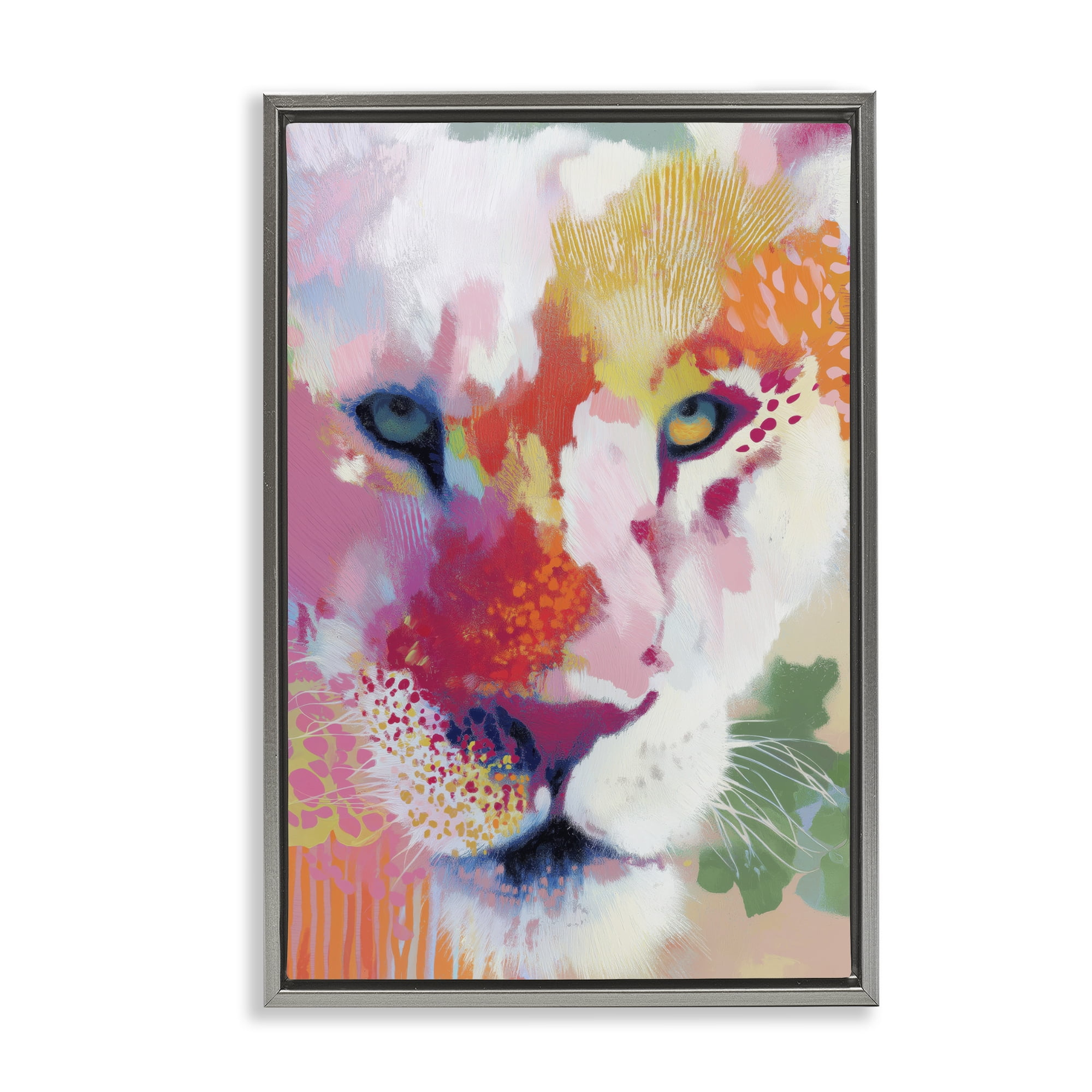 Stupell Industries Lion Eyes with Intense Gaze Gray Framed Floater Canvas Wall Art, design by Chromatic Storm Studio