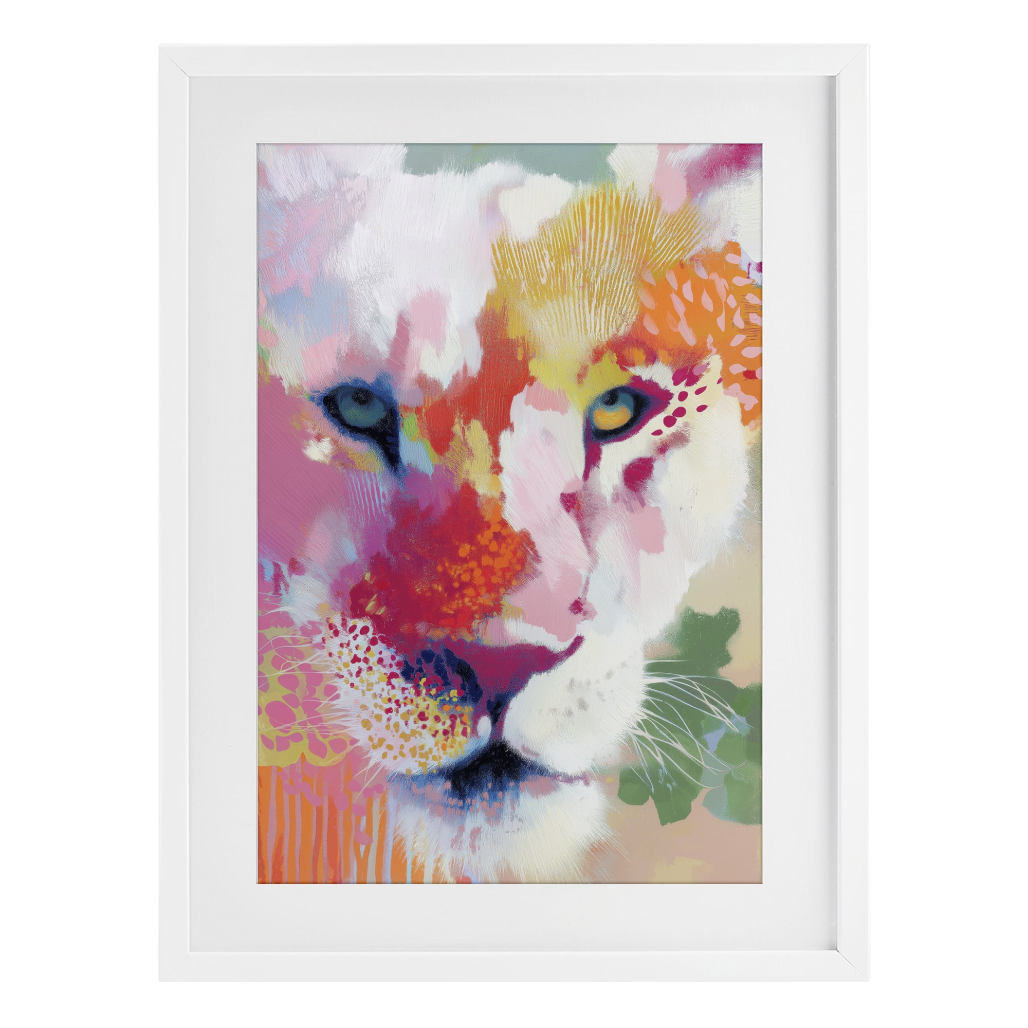 Stupell Industries Lion Eyes with Intense Gaze White Framed Print Under Glass, design by Chromatic Storm Studio
