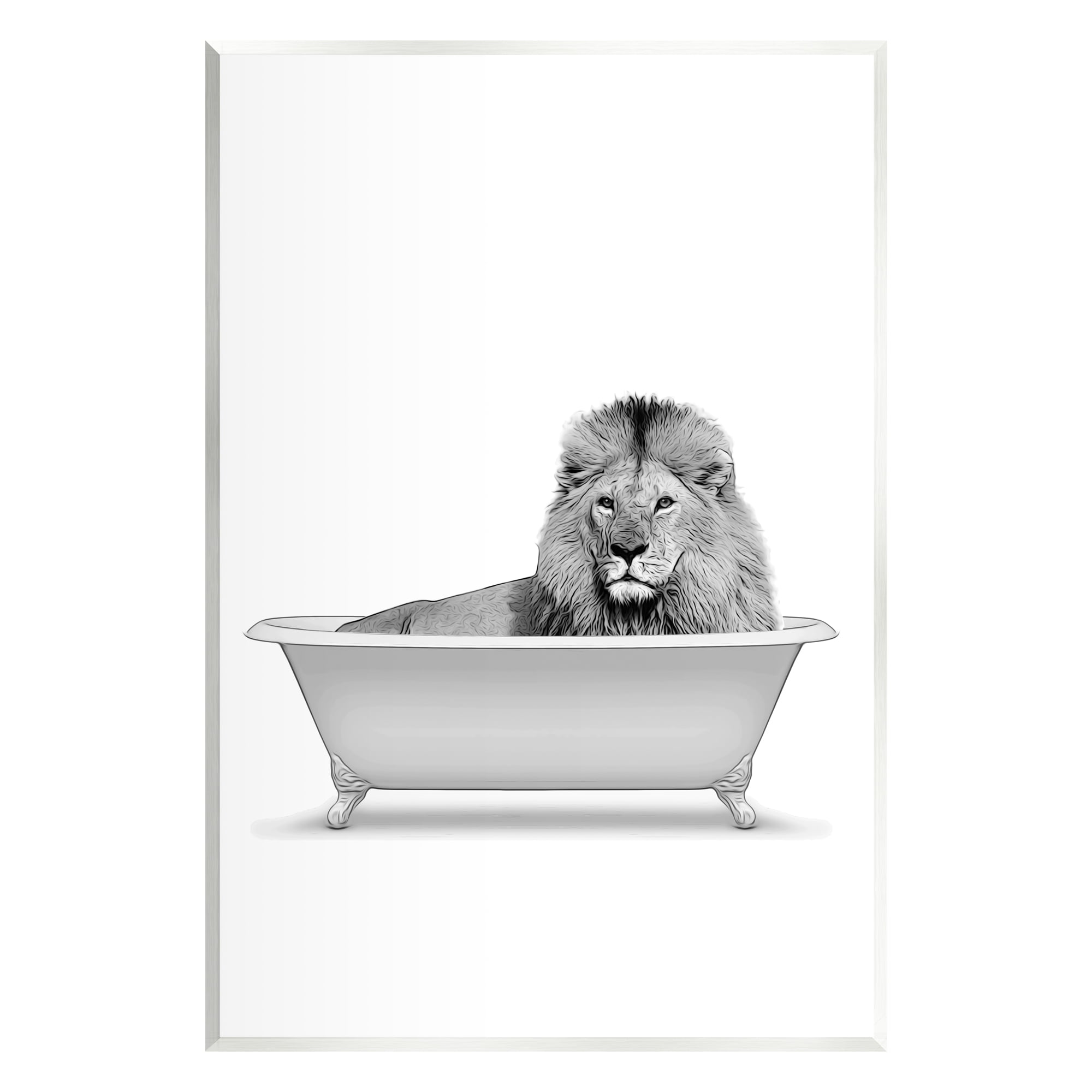 Stupell Industries Lion In Bathroom Tub Wildlife Animals & Insects Painting Unframed Art Print Wall Art