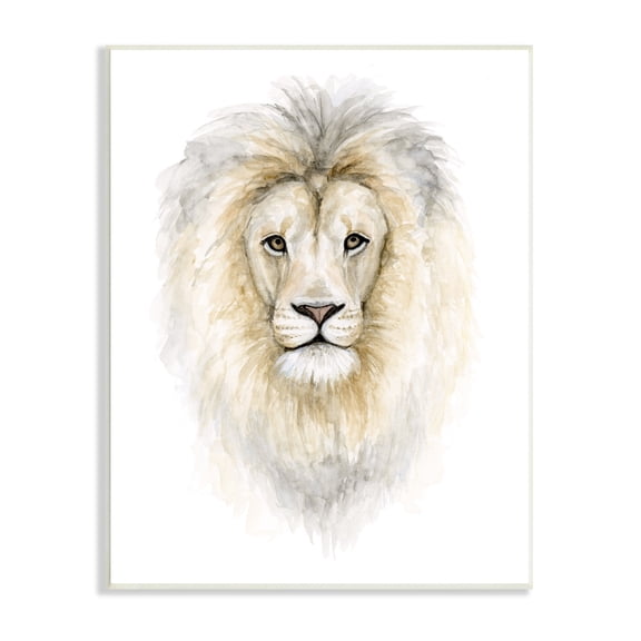 Stupell Industries Lion Mane Watercolor Portrait Kids' Nursery Safari Animal, 10 x 15,Design by Fox Hollow Studios