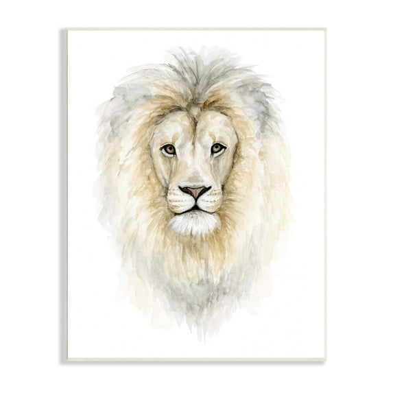 Stupell Industries Lion Mane Watercolor Portrait Kids' Nursery Safari Animal, 13 x 19,Design by Fox Hollow Studios