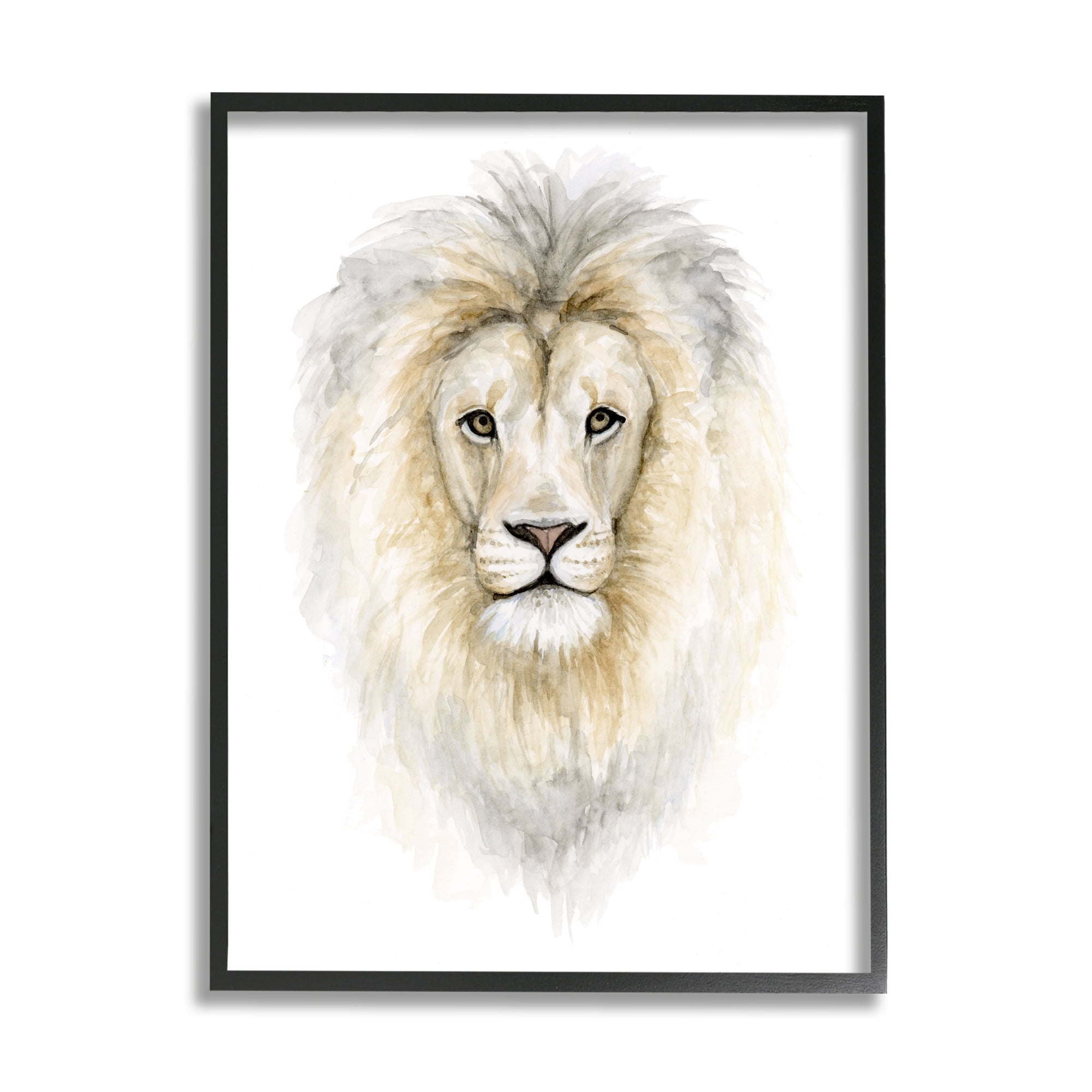Stupell Industries Lion Mane Watercolor Portrait Kids' Nursery Safari Animal, 16 x 20,Design by Fox Hollow Studios
