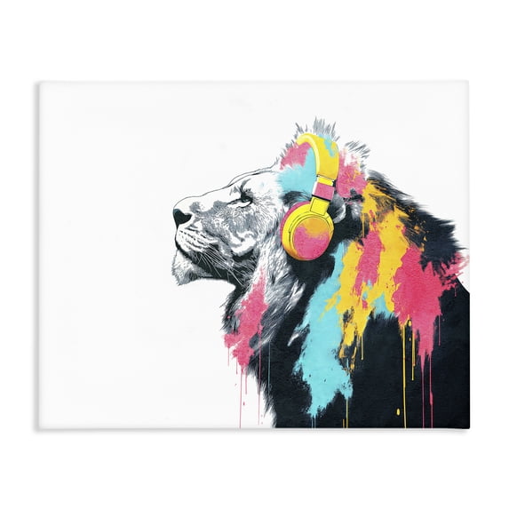 Stupell Industries Contemporary Lion On Air Headphones Canvas Art, 20 x 16, by Svetlana Aleynikova