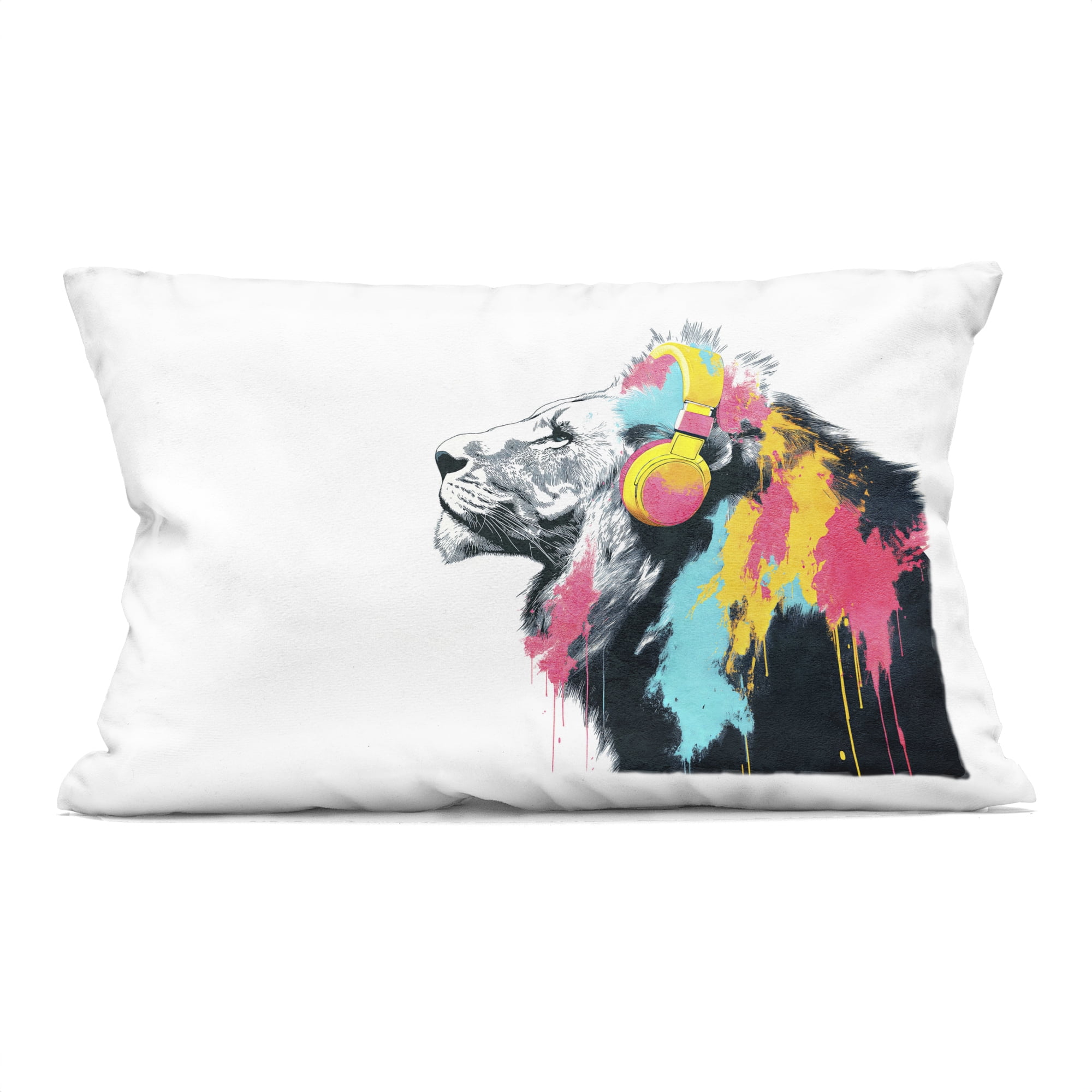 Stupell Industries Lion On Air Headphones Decorative Printed Throw Pillow, design by Svetlana Aleynikova