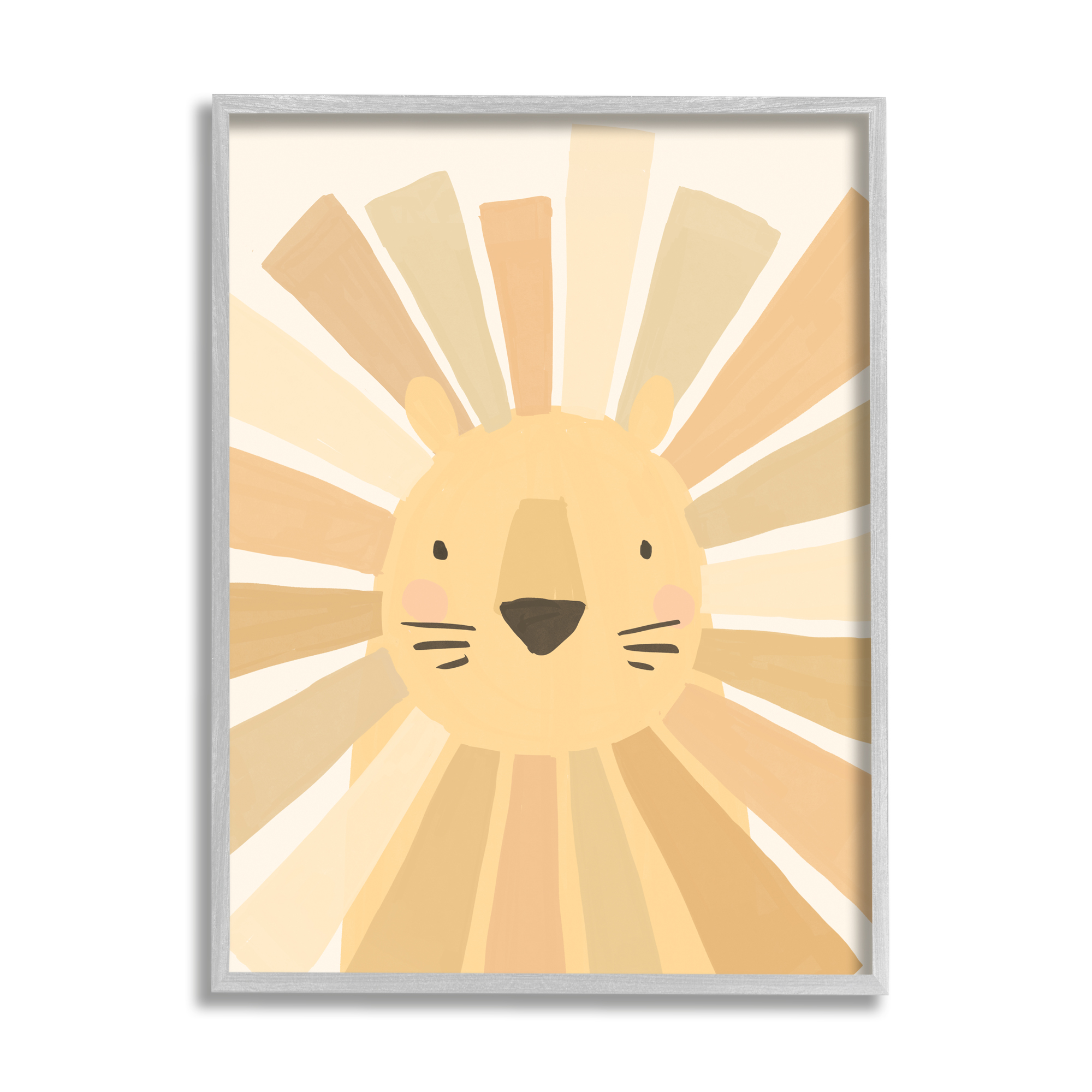Stupell Industries Lion Quirky Striped Mane Soft Yellow Portrait Framed Wall Art, 24 x 30, Design by Heather McLaughlin