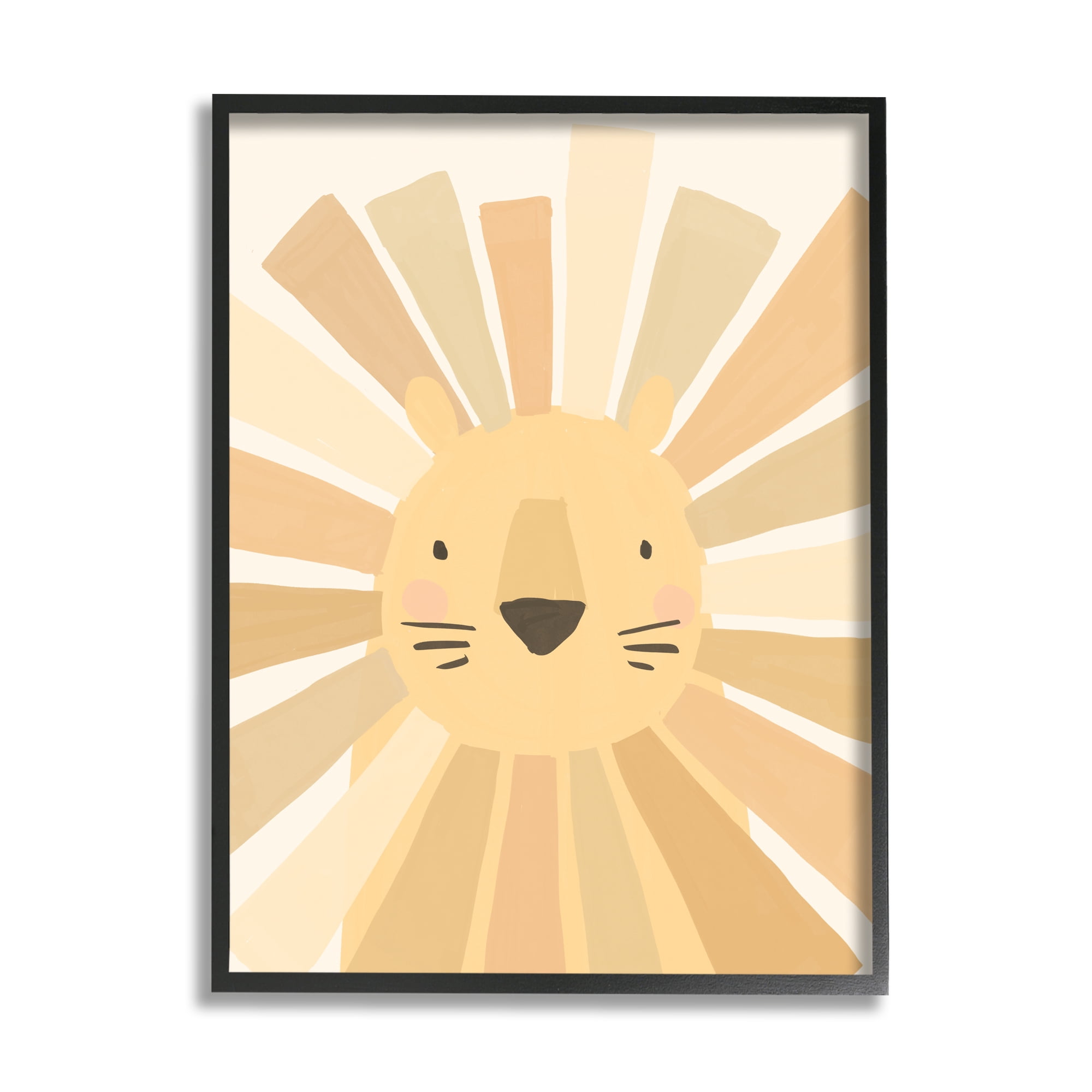 Stupell Industries Lion Quirky Striped Mane Soft Yellow Portrait Framed Wall Art, 24 x 30, Design by Heather McLaughlin