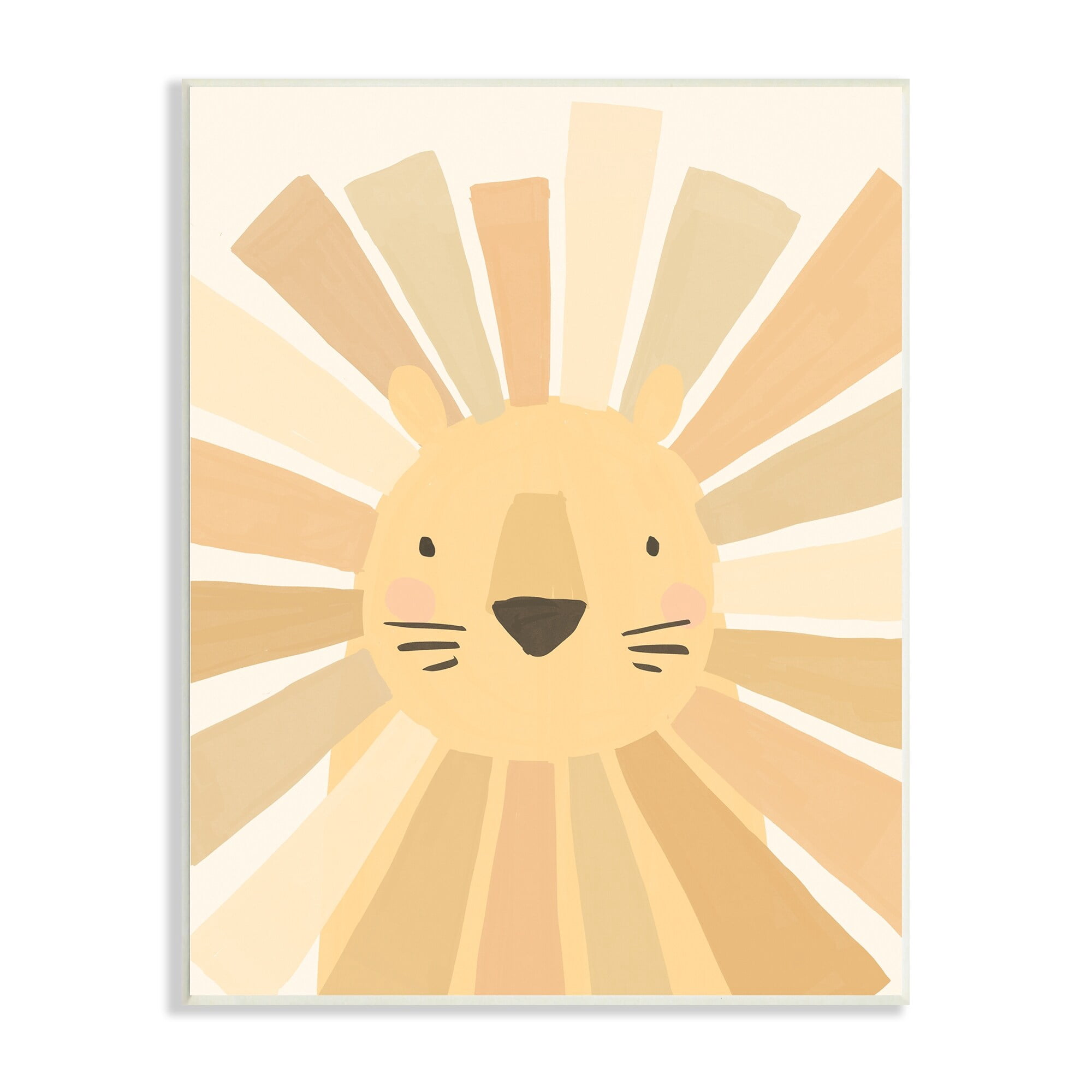 Stupell Industries Lion Quirky Striped Mane Soft Yellow Portrait Wood Wall Art, 13 x 19, Design by Heather McLaughlin