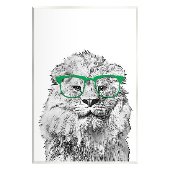 Stupell Industries Lion Wearing Glasses Wildlife Animals & Insects Painting Unframed Art Print Wall Art